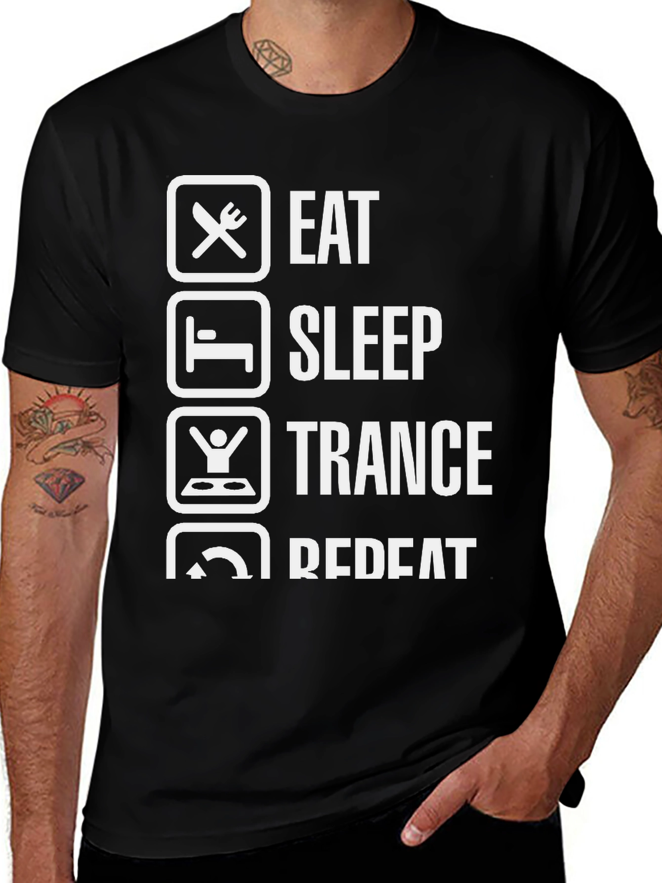 Eat Sleep Trance Repeat T-Shirt Black Cotton
