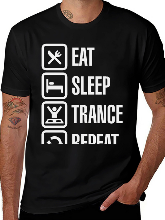Eat Sleep Trance Repeat T-Shirt Black Cotton