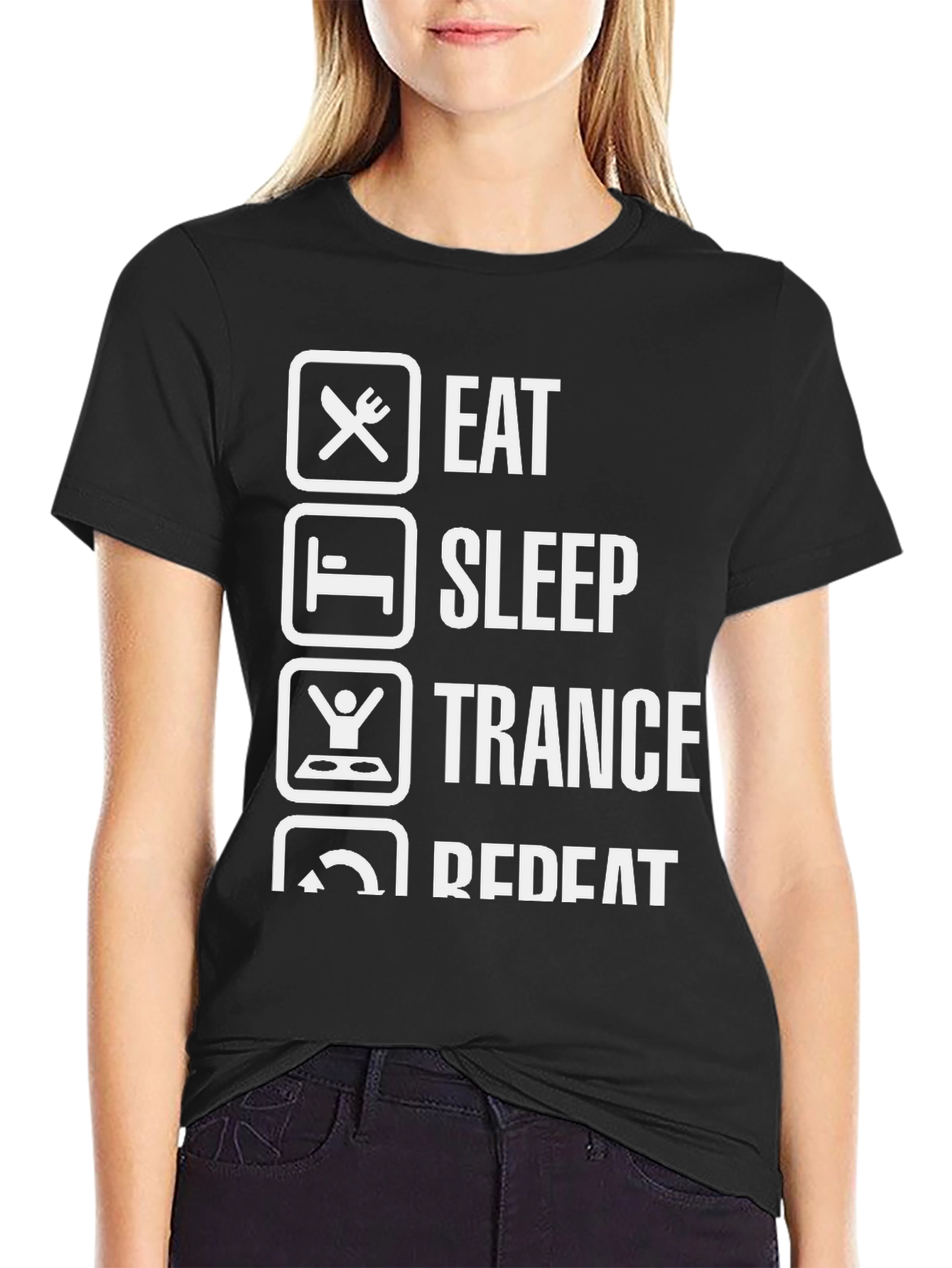 Eat Sleep Trance Repeat T-Shirt Black Cotton