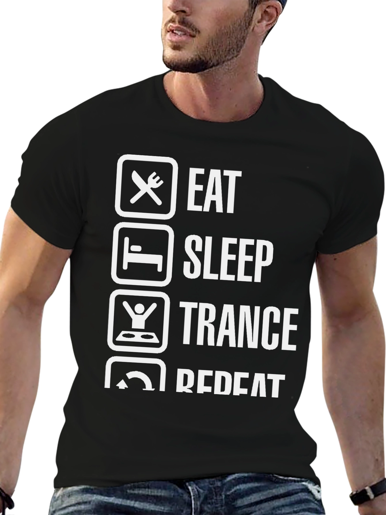 Eat Sleep Trance Repeat T-Shirt Black Cotton