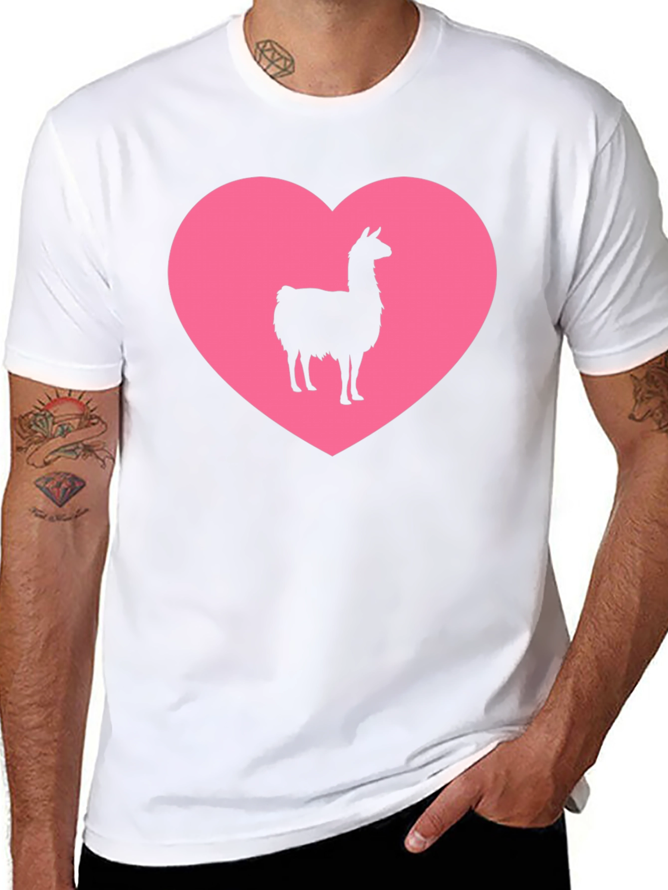 Llama Heart Graphic Tee - Black Unisex T-Shirt