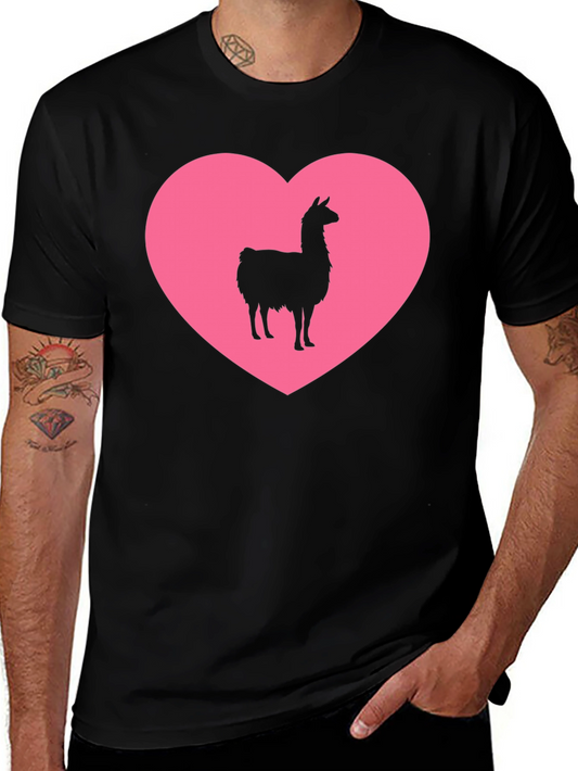 Llama Heart Graphic Tee - Black Unisex T-Shirt