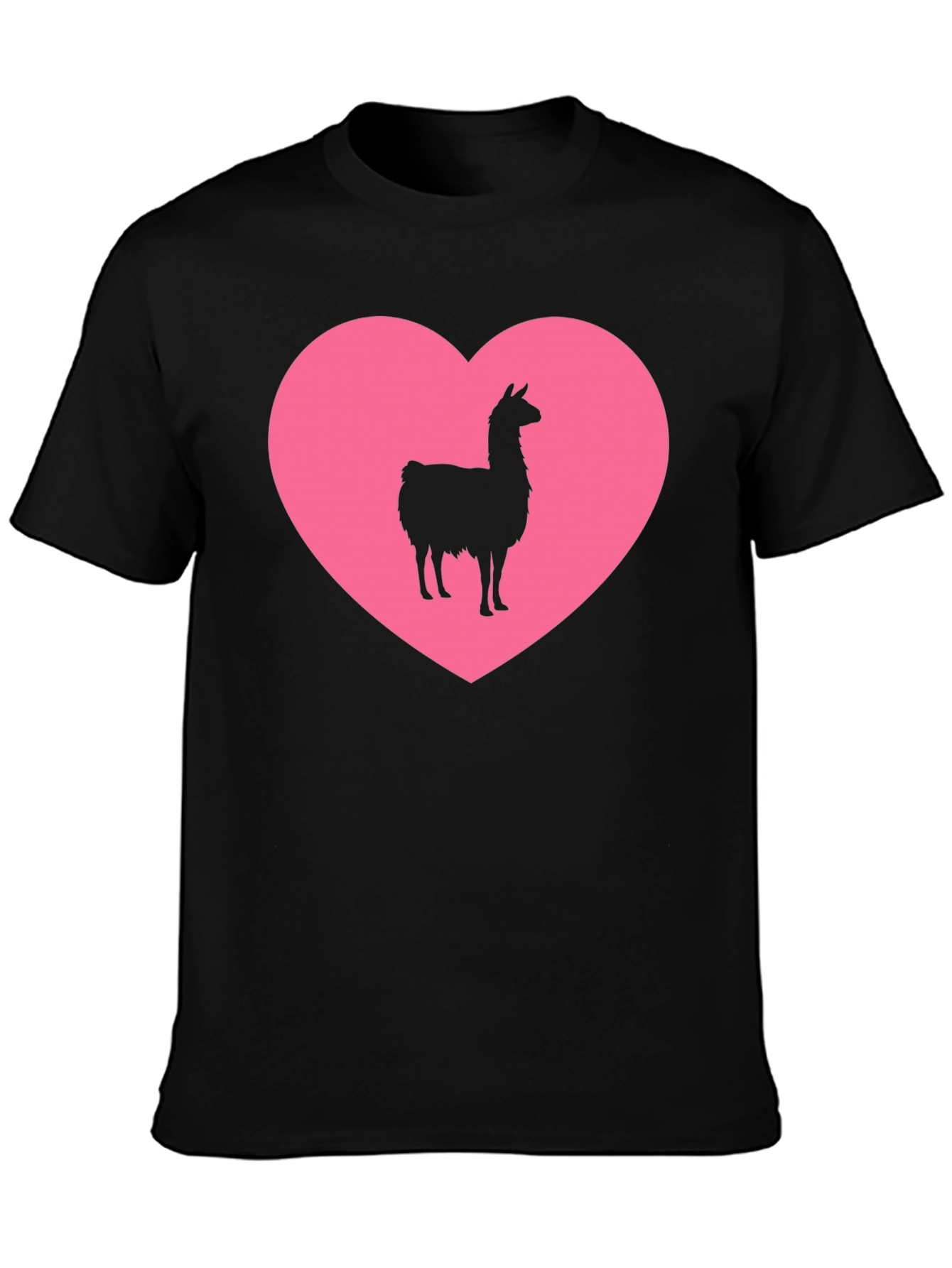Llama Heart Graphic Tee - Black Unisex T-Shirt