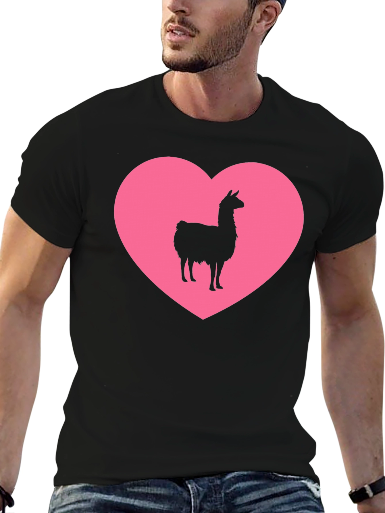 Llama Heart Graphic Tee - Black Unisex T-Shirt