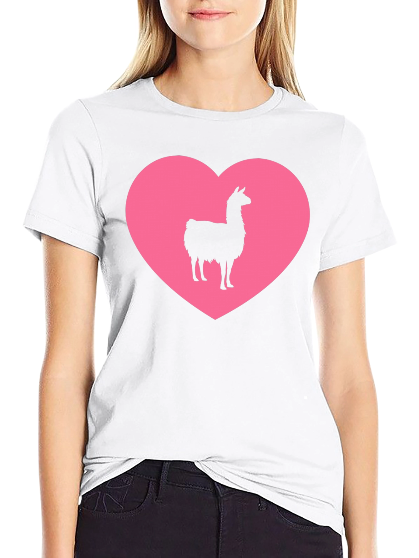 Llama Heart Graphic Tee - Black Unisex T-Shirt