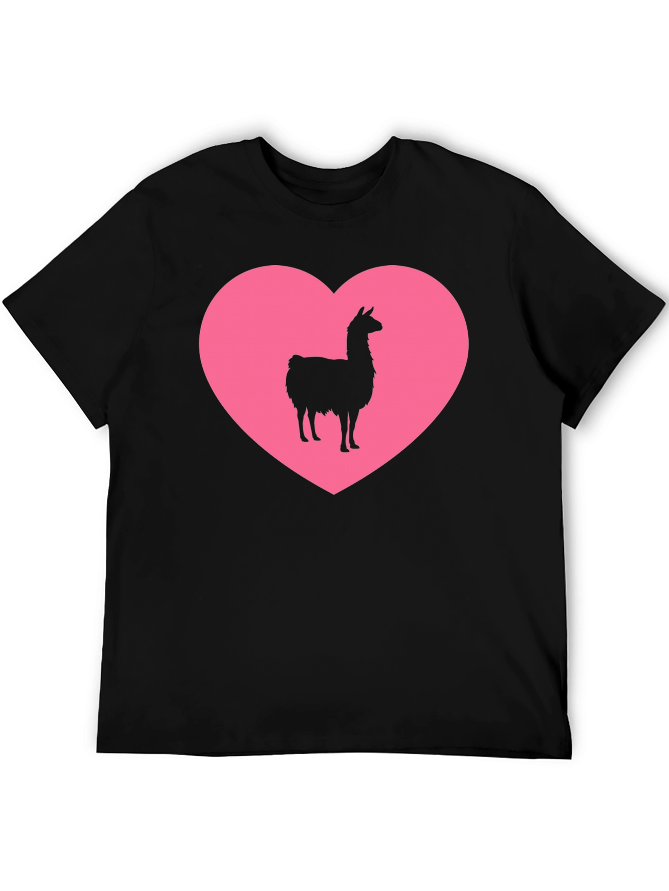 Llama Heart Graphic Tee - Black Unisex T-Shirt