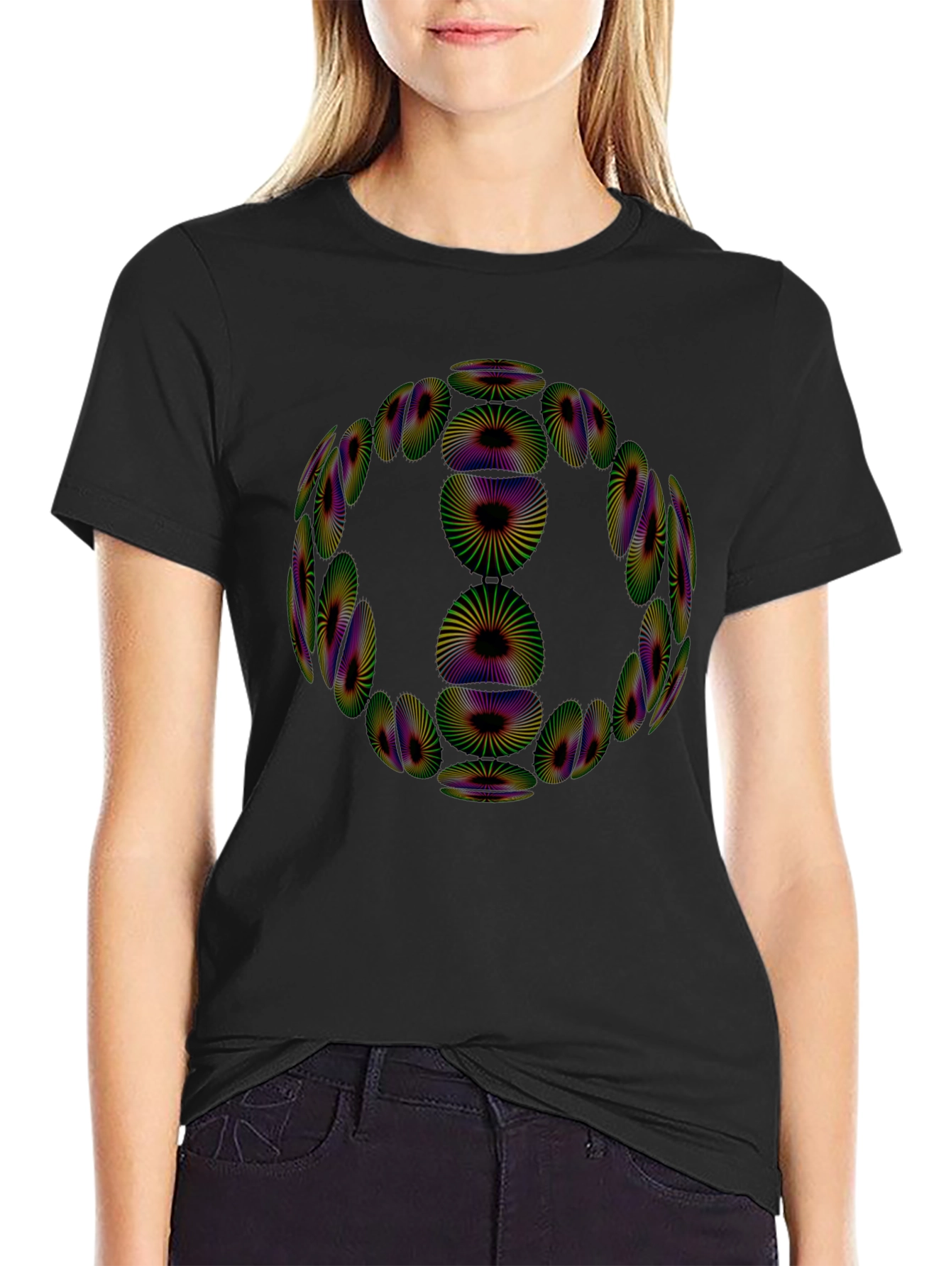 Abstract Optical Illusion Graphic Tee - Mens Black T-Shirt