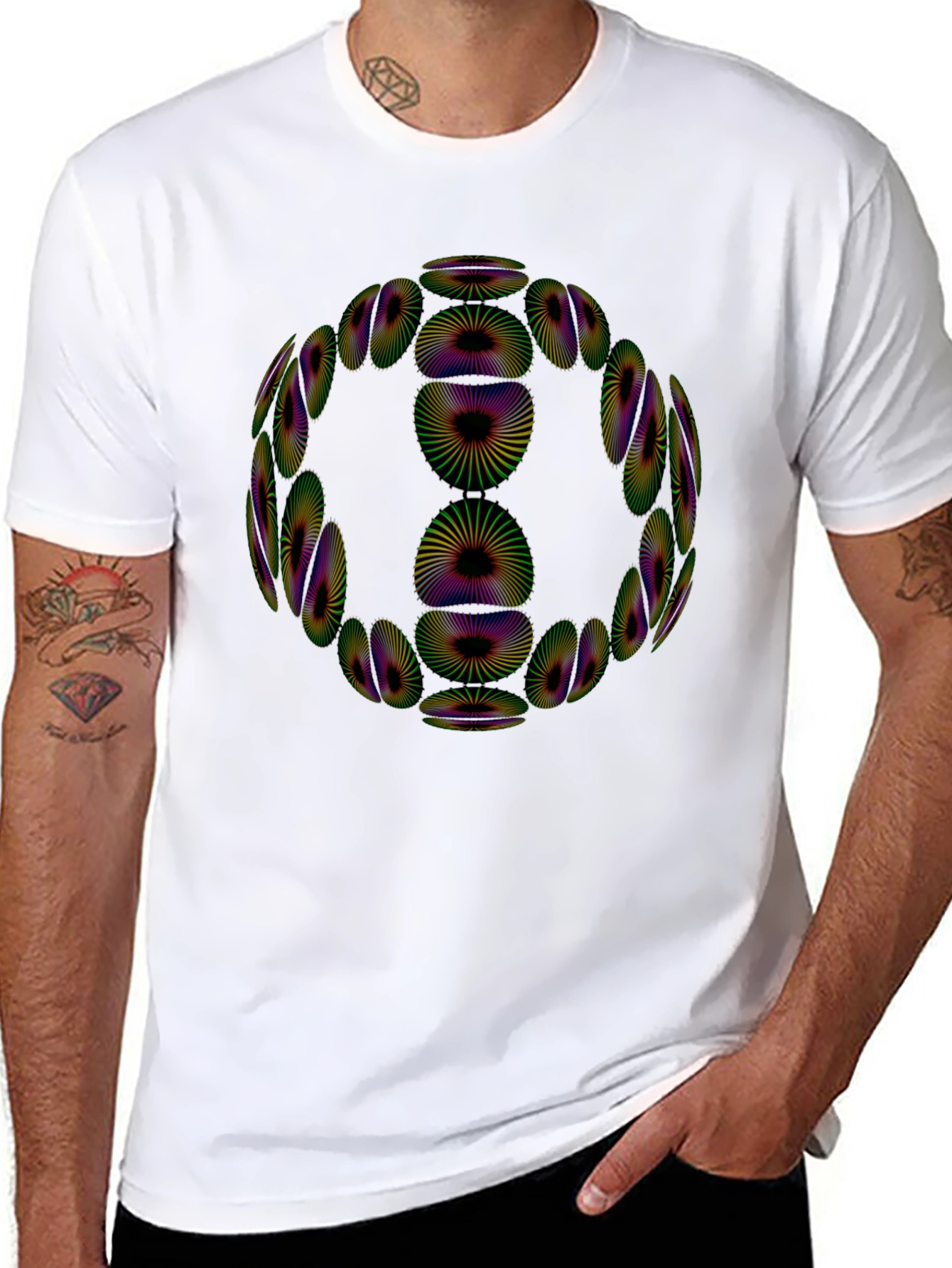 Abstract Optical Illusion Graphic Tee - Mens Black T-Shirt