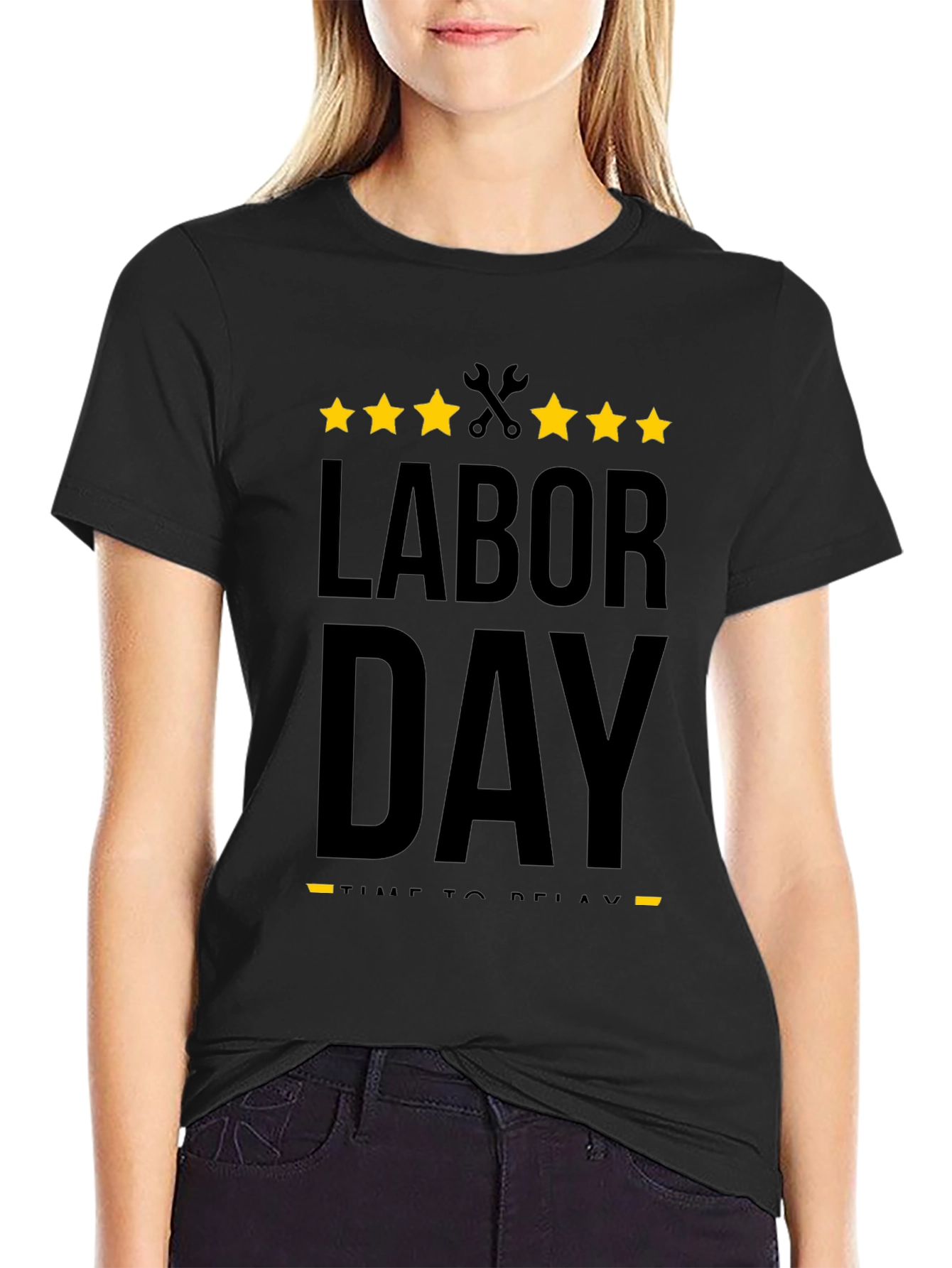 Labor Day Relax Time Black Graphic Tee