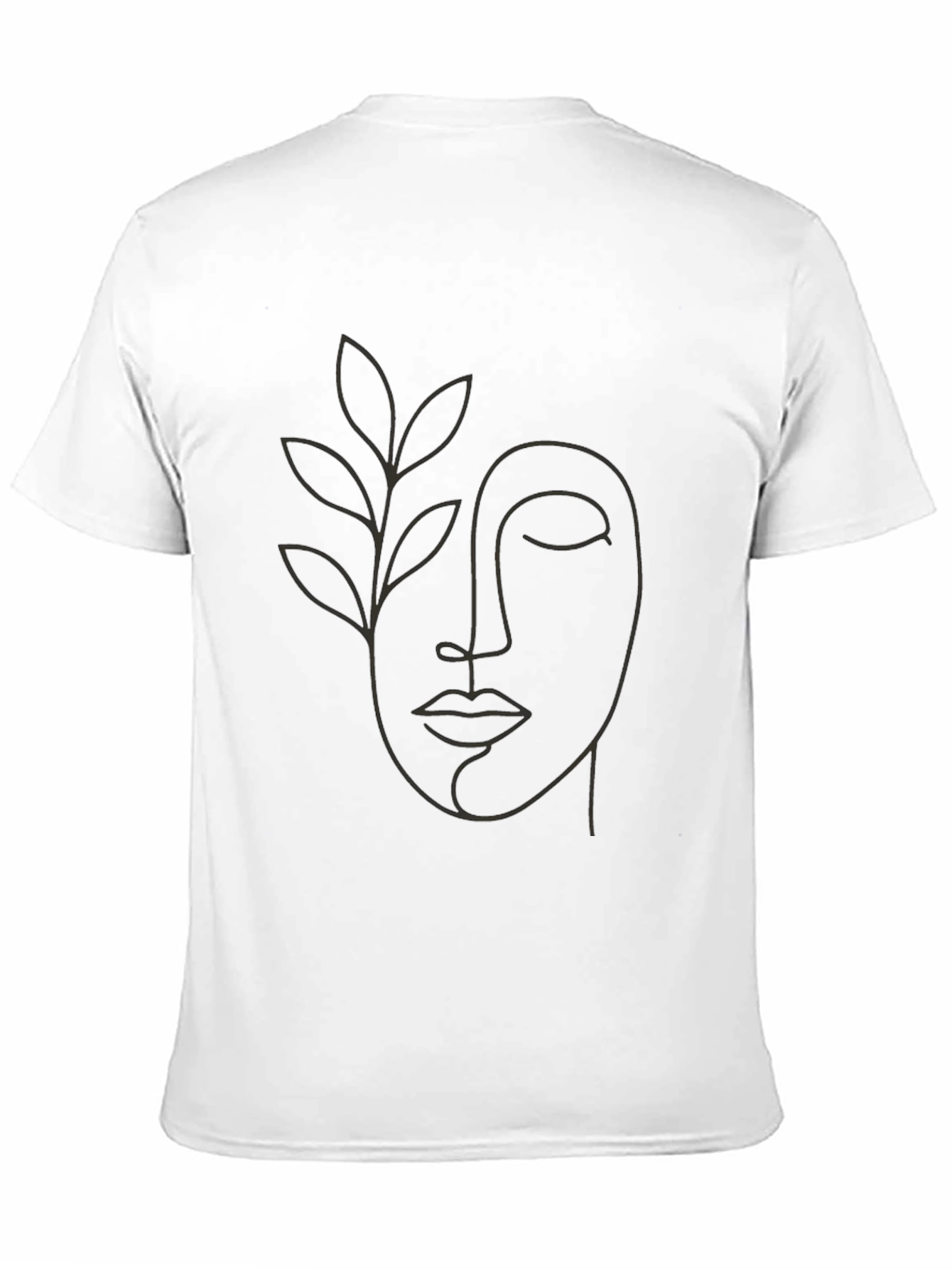 Minimalist Face & Leaf Black Graphic Tee