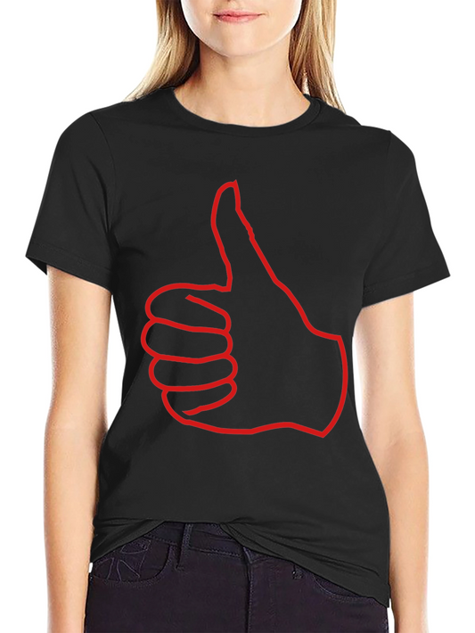 Thumbs Up Graphic Tee - Black Cotton T-Shirt