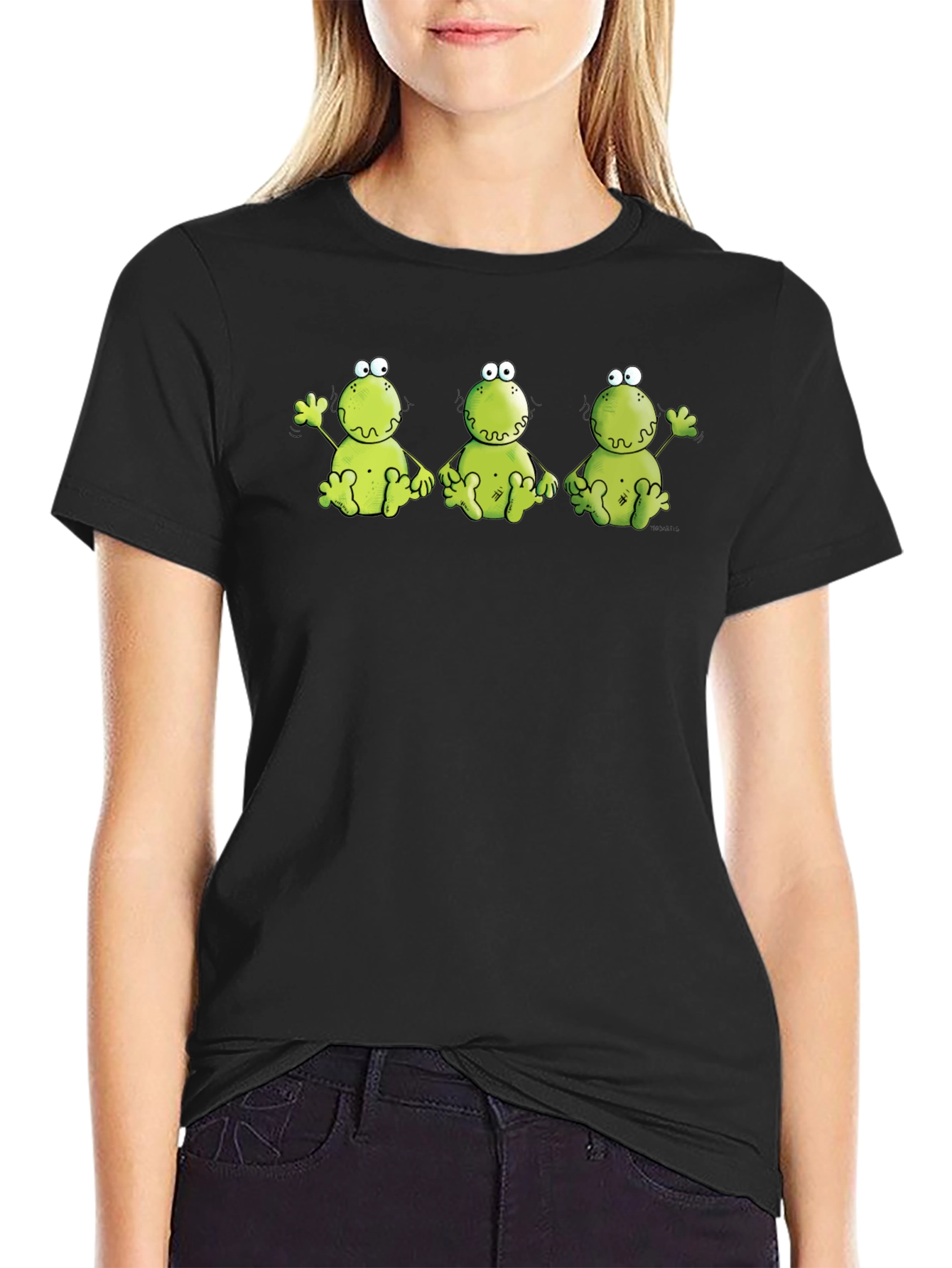 Funny Frog Trio Black T-Shirt