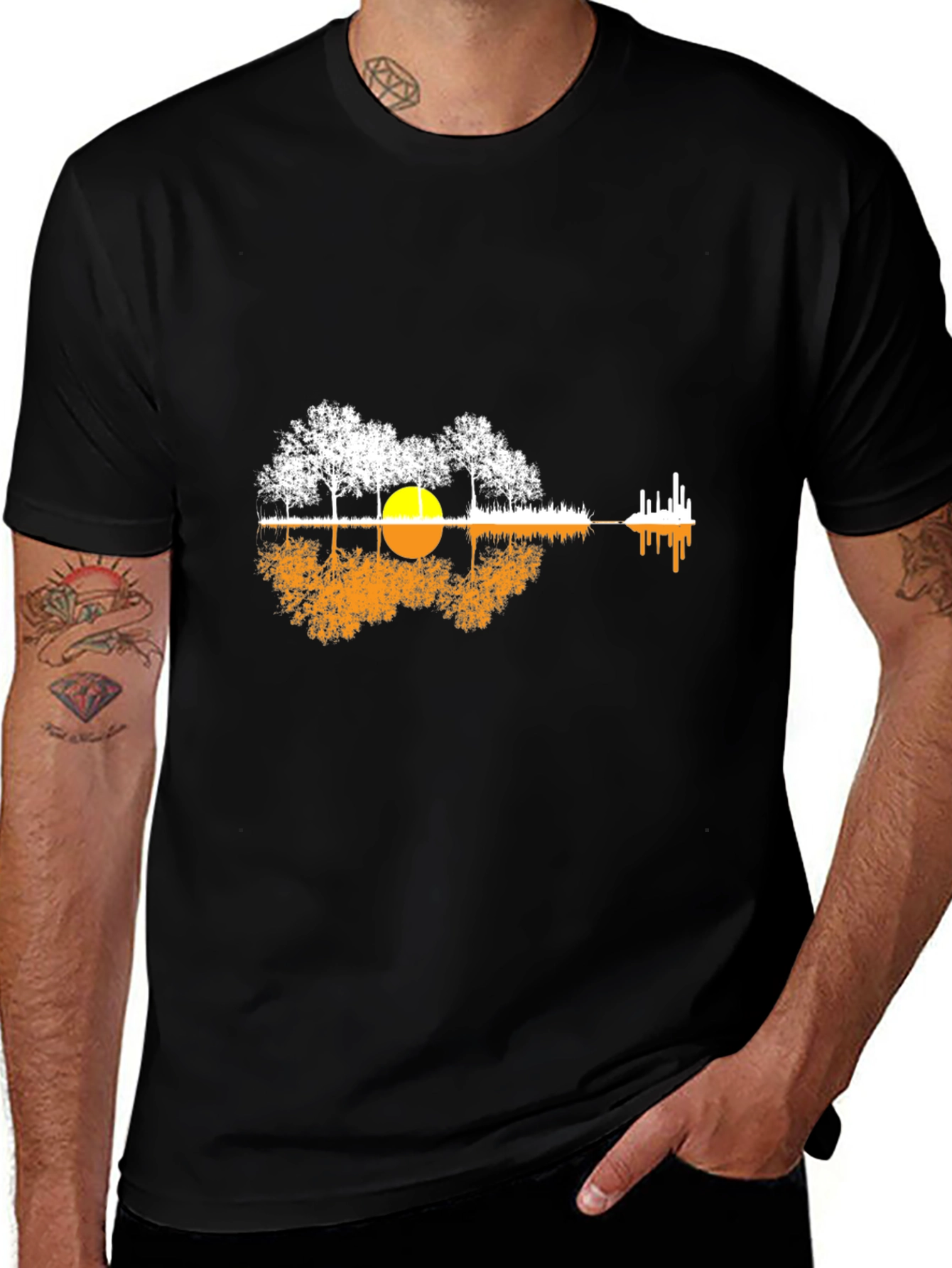 Nature Guitar Graphic Tee - Black