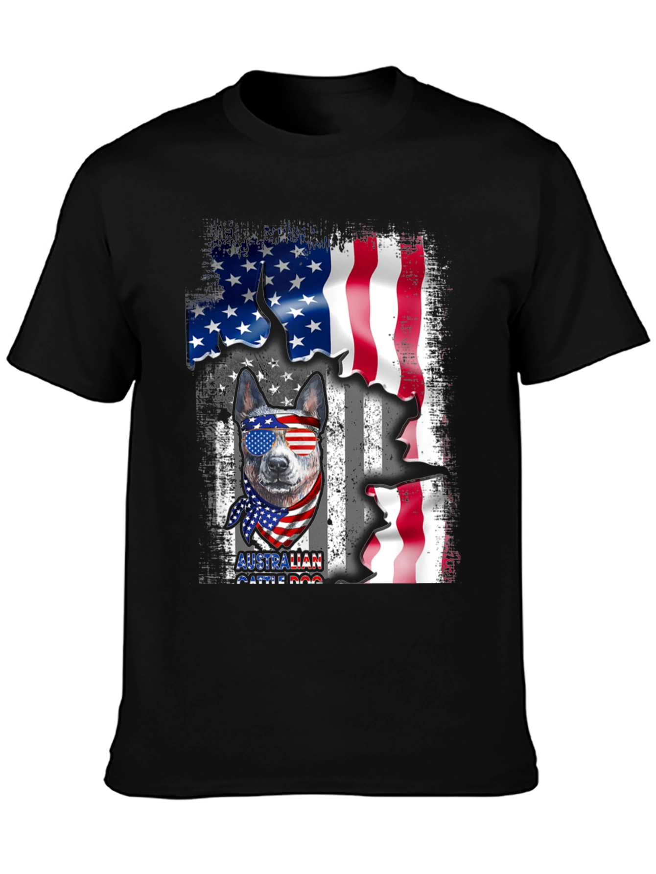 Australian Cattle Dog USA Flag Graphic Tee
