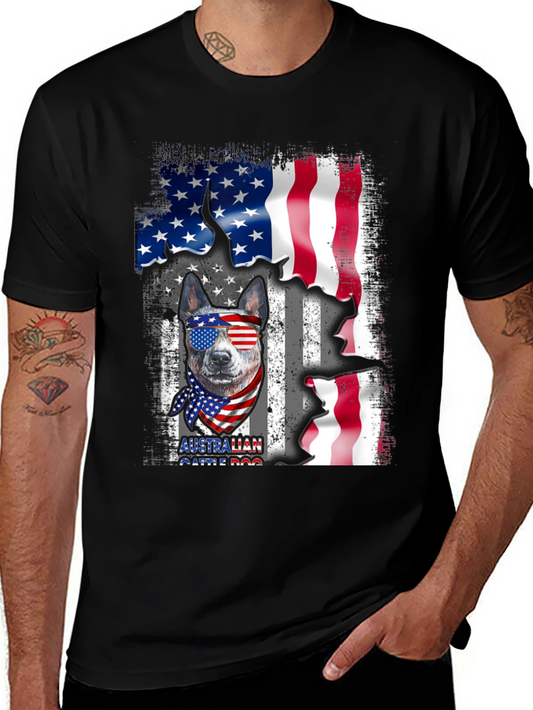 Australian Cattle Dog USA Flag Graphic Tee