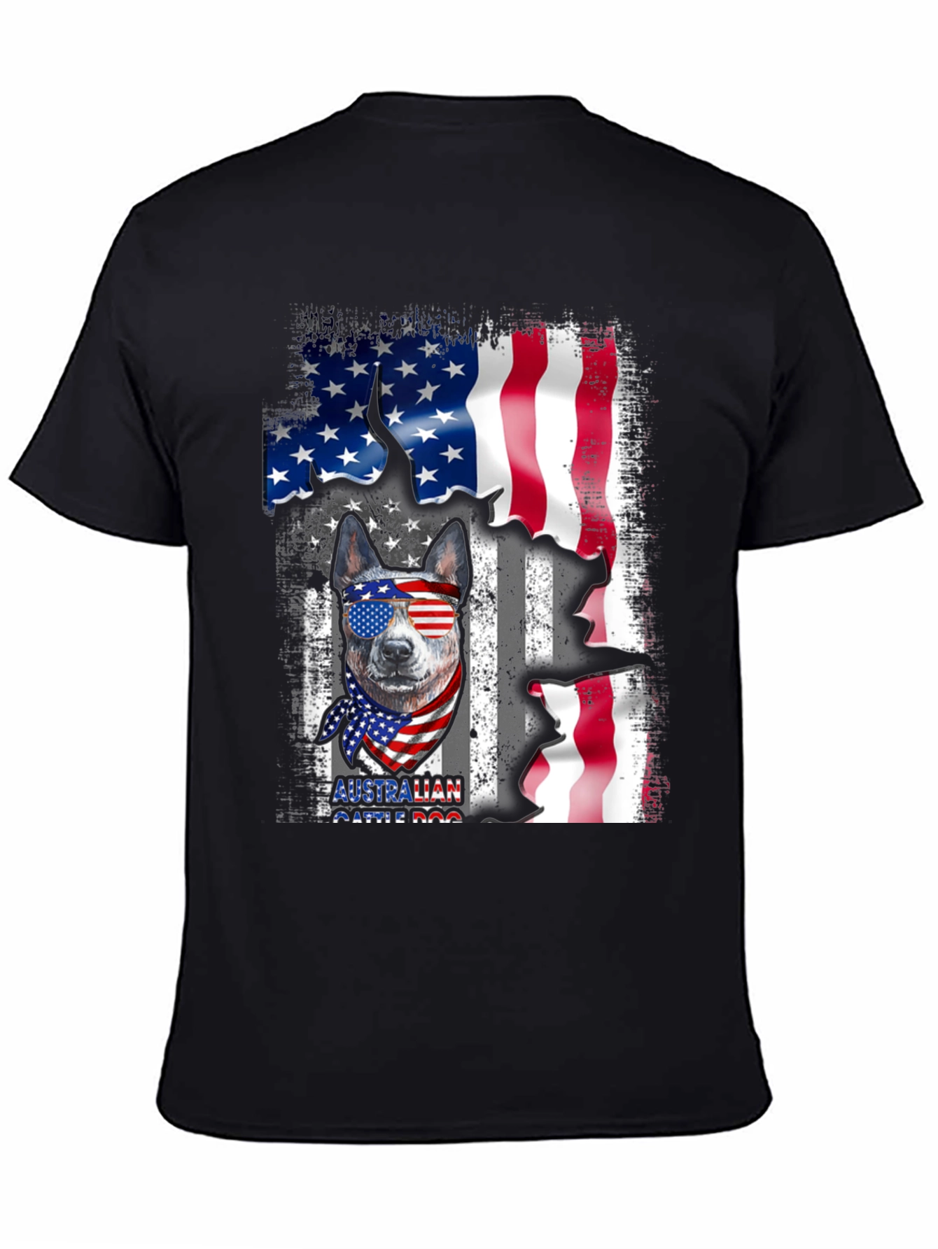 Australian Cattle Dog USA Flag Graphic Tee