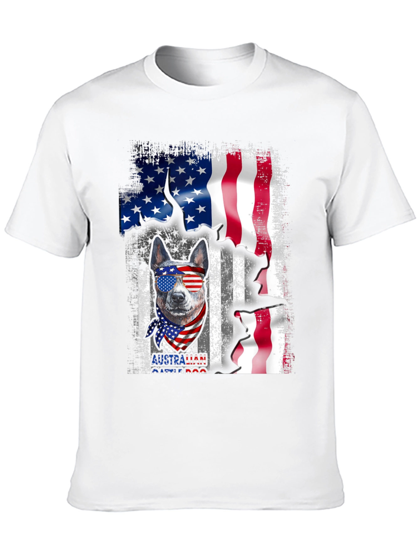 Australian Cattle Dog USA Flag Graphic Tee