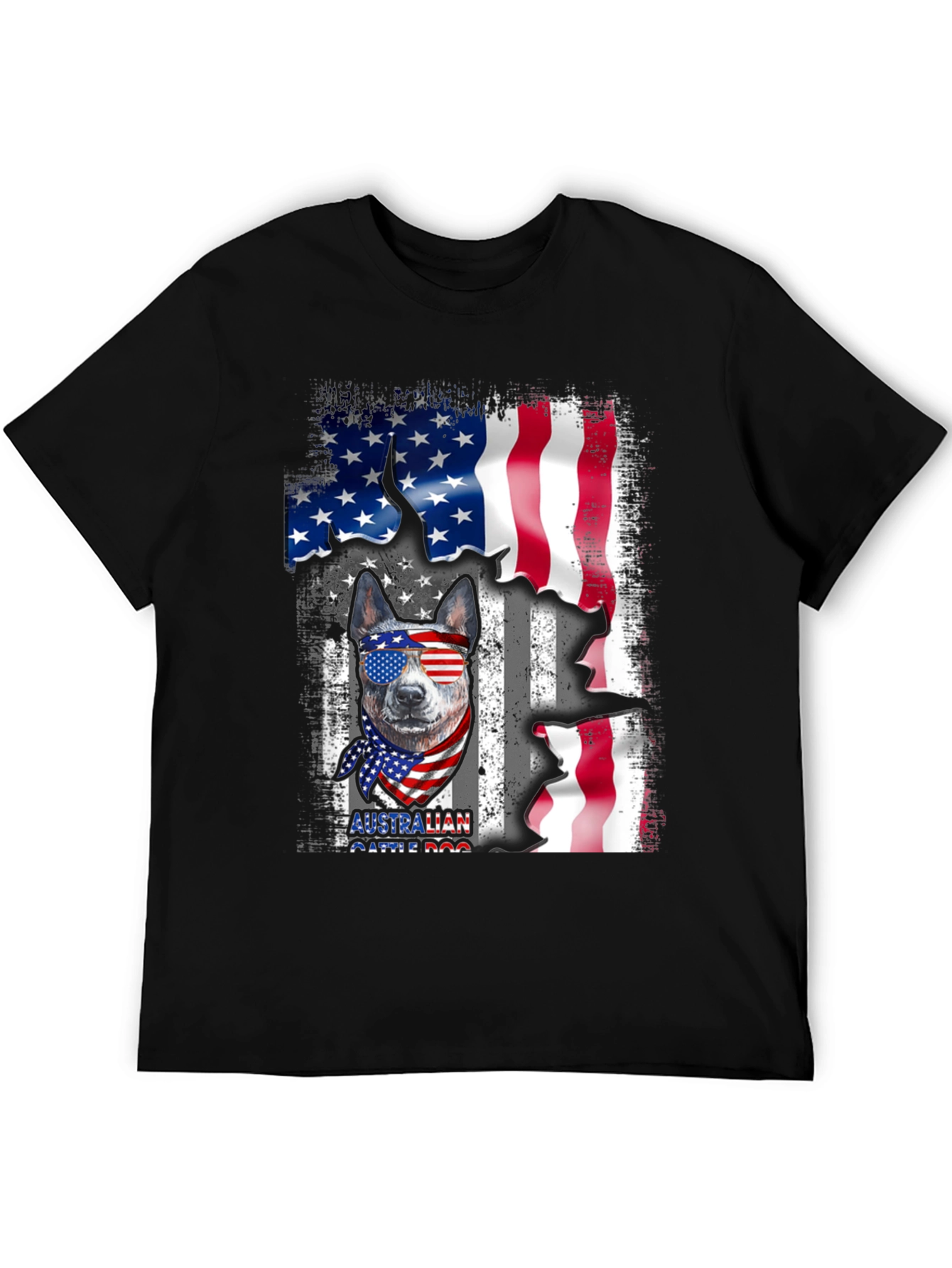 Australian Cattle Dog USA Flag Graphic Tee