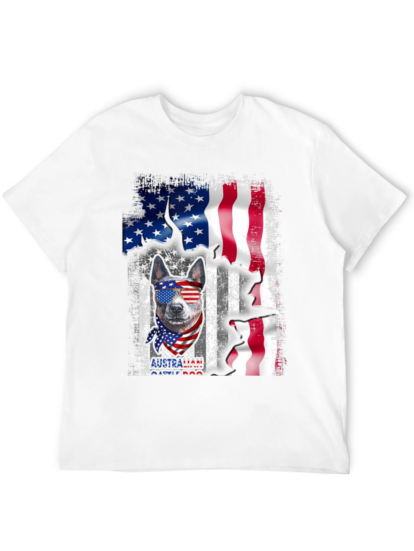 Australian Cattle Dog USA Flag Graphic Tee