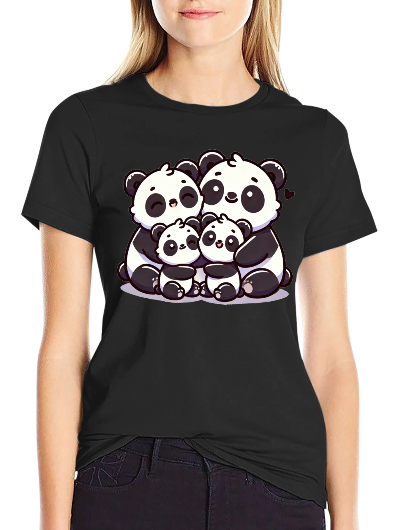 Cute Panda Family Graphic T-Shirt