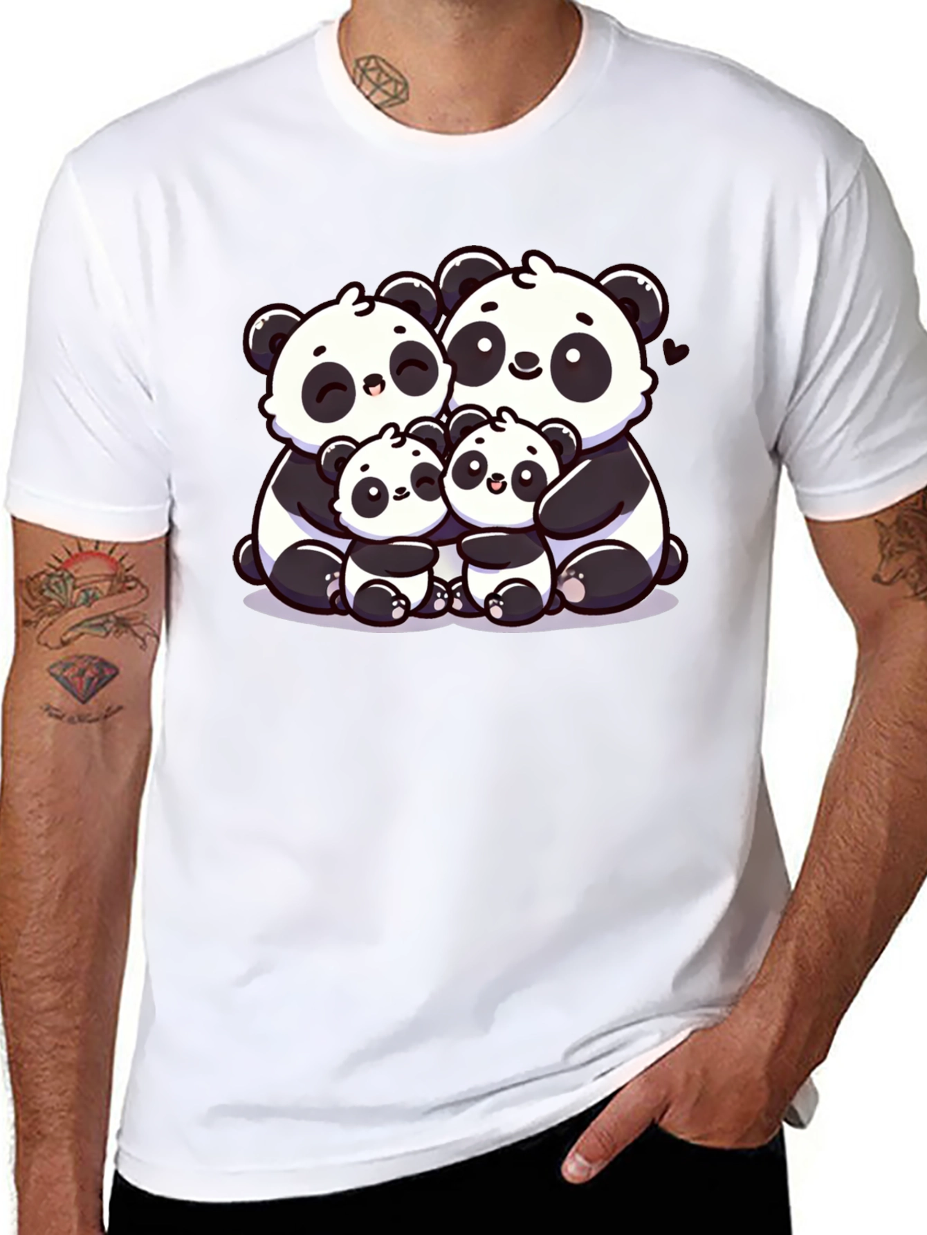 Cute Panda Family Graphic T-Shirt