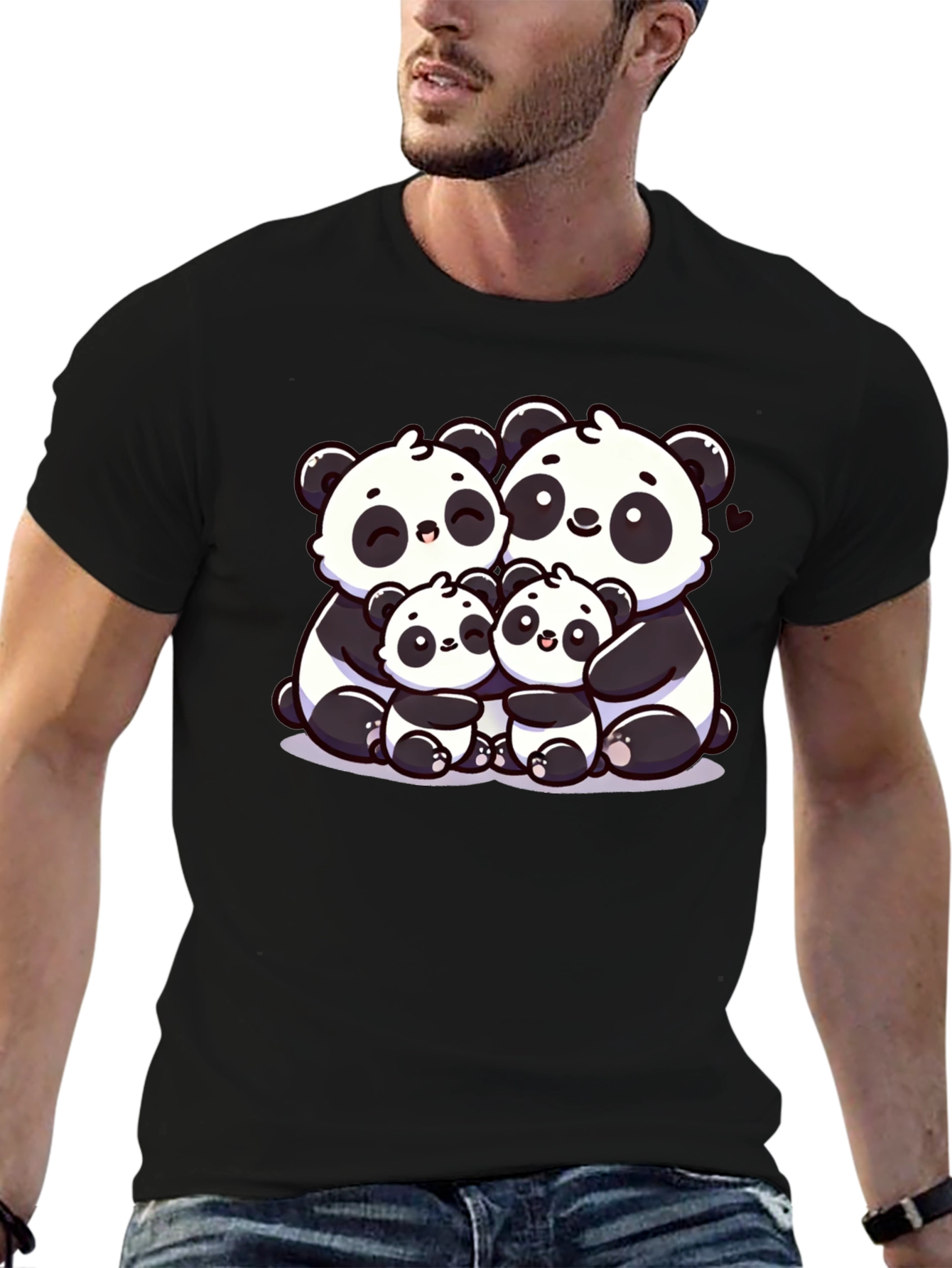 Cute Panda Family Graphic T-Shirt
