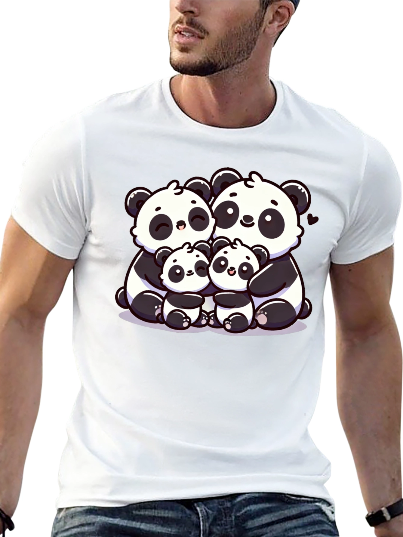 Cute Panda Family Graphic T-Shirt