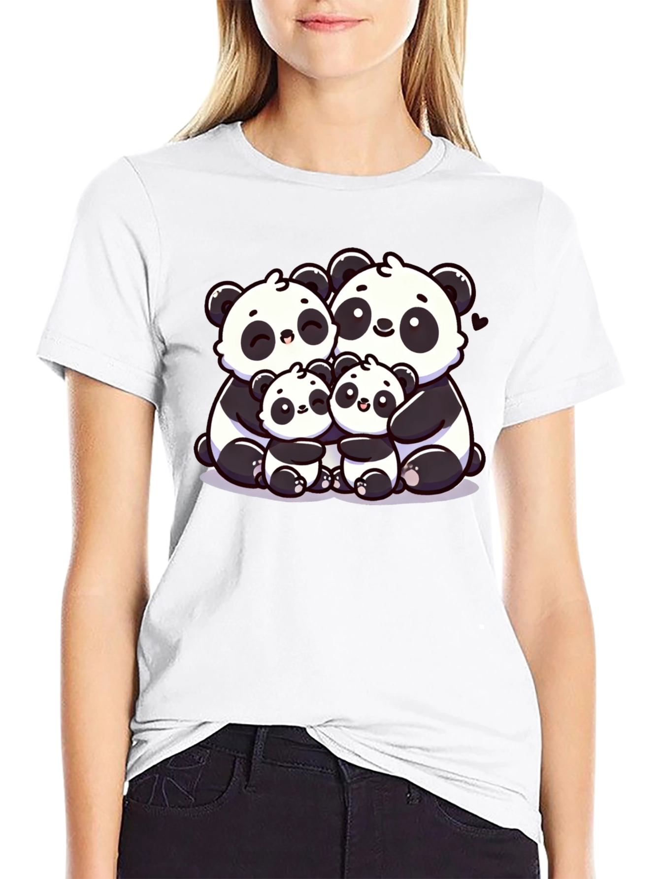 Cute Panda Family Graphic T-Shirt
