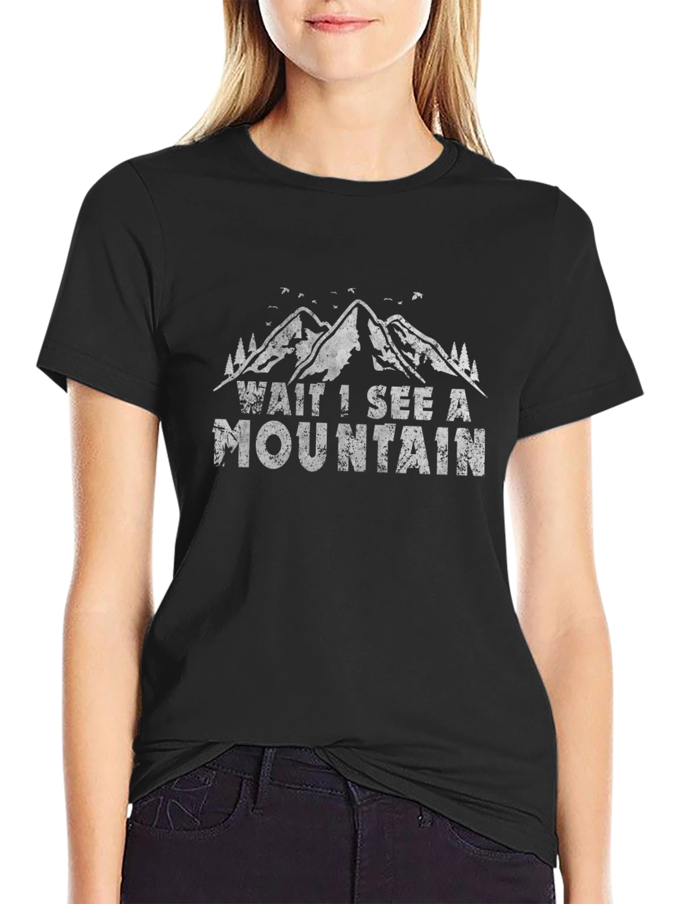 Wait I See A Mountain Black Graphic Tee