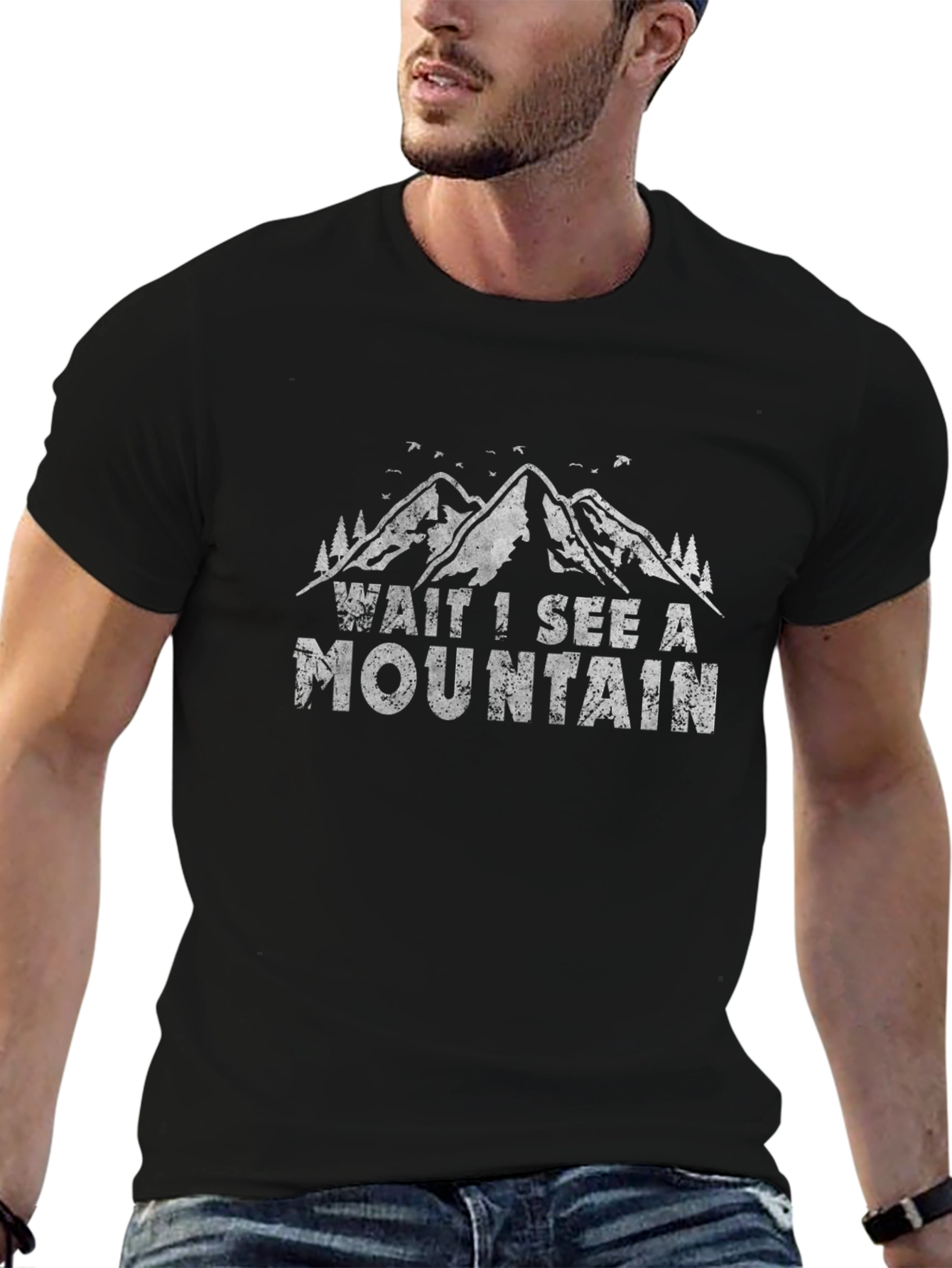 Wait I See A Mountain Black Graphic Tee