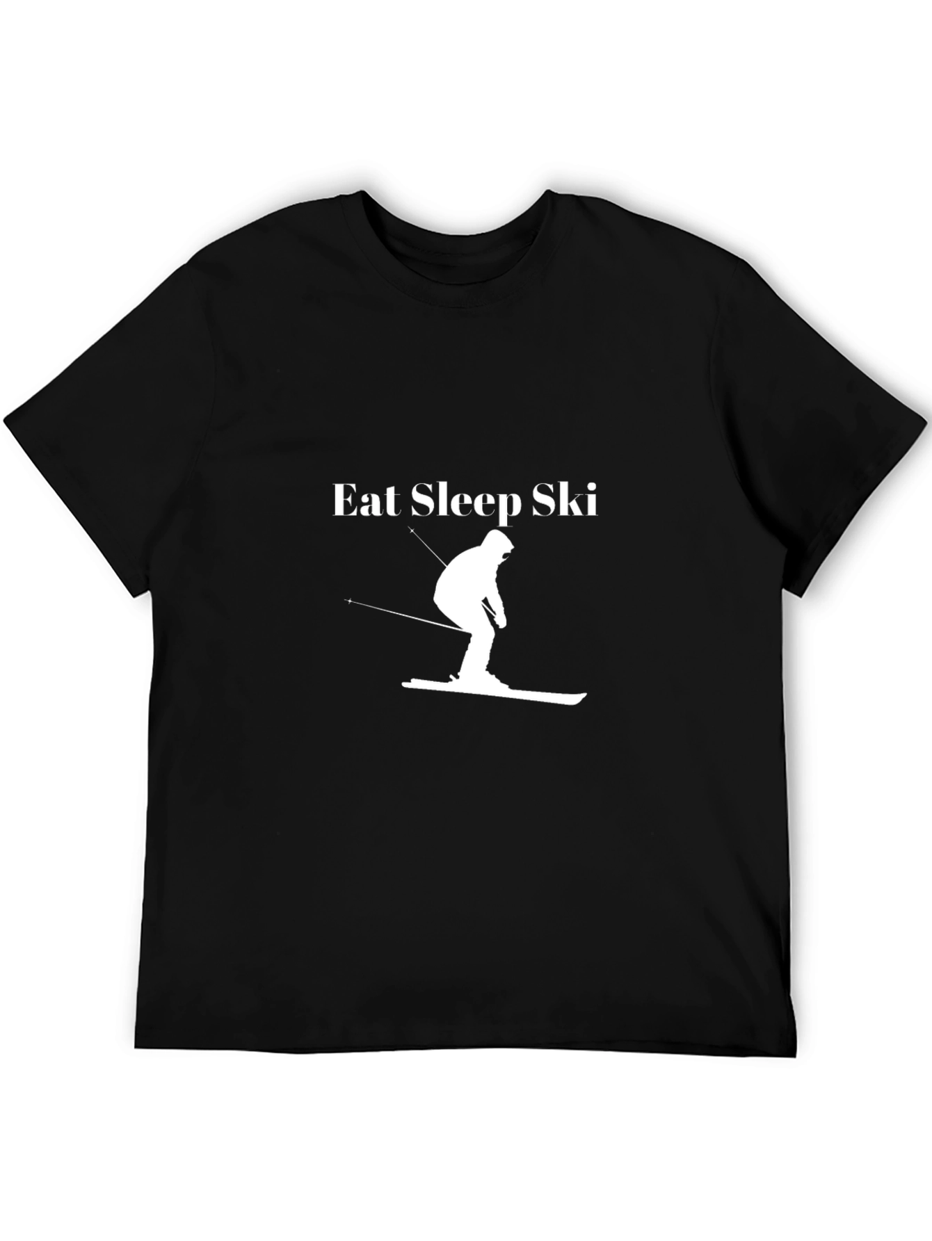 Eat Sleep Ski - Black Cotton T-Shirt