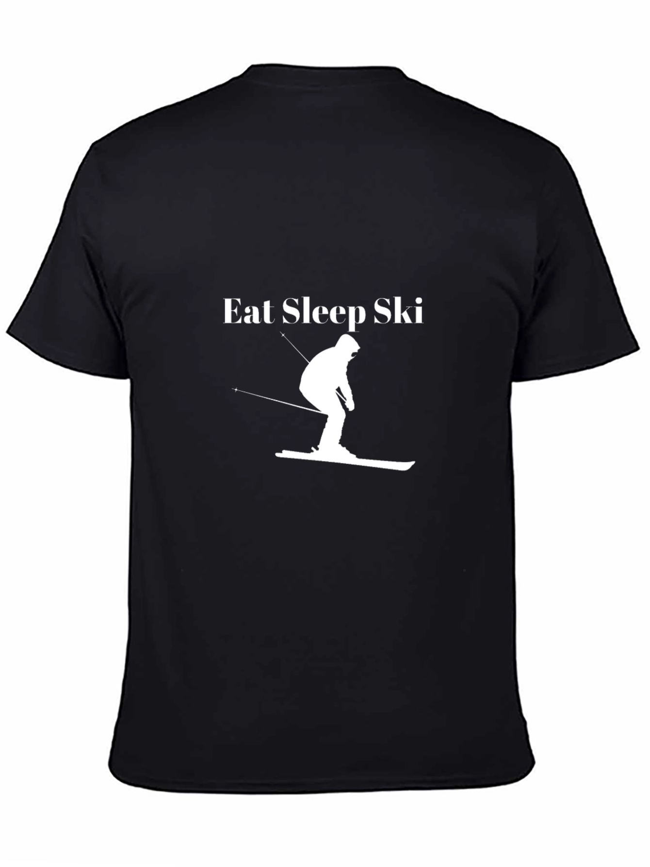 Eat Sleep Ski - Black Cotton T-Shirt