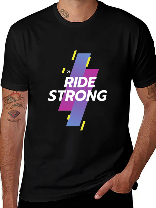 Ride Strong Graphic Print Black T-Shirt
