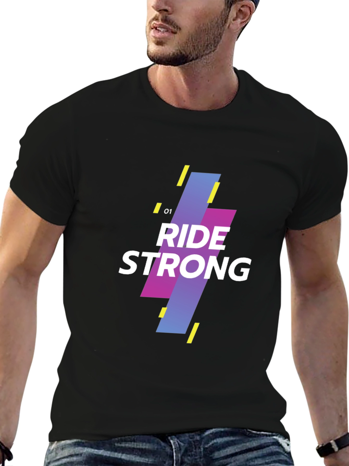 Ride Strong Graphic Print Black T-Shirt