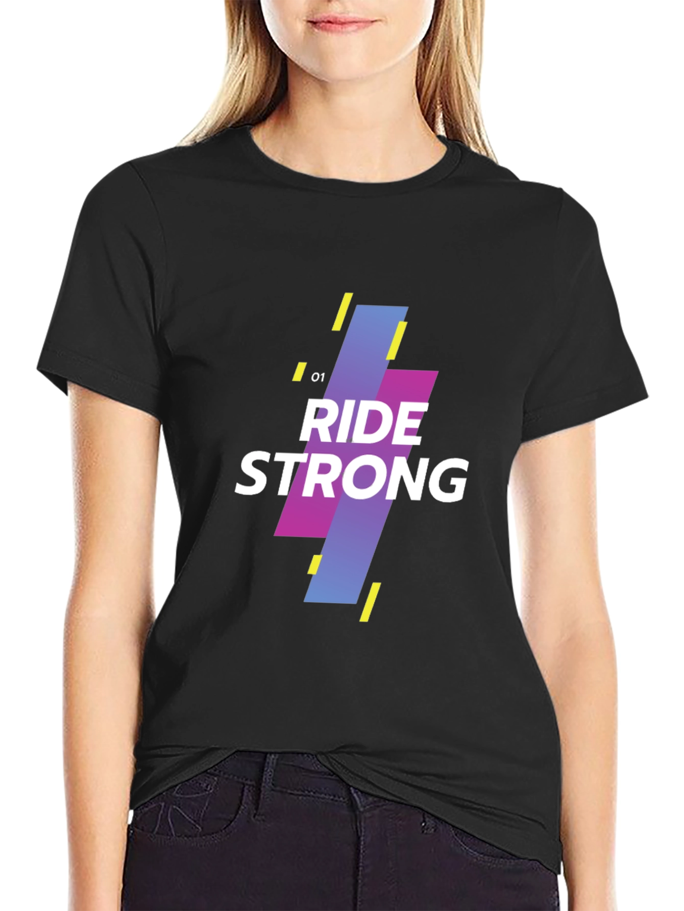 Ride Strong Graphic Print Black T-Shirt