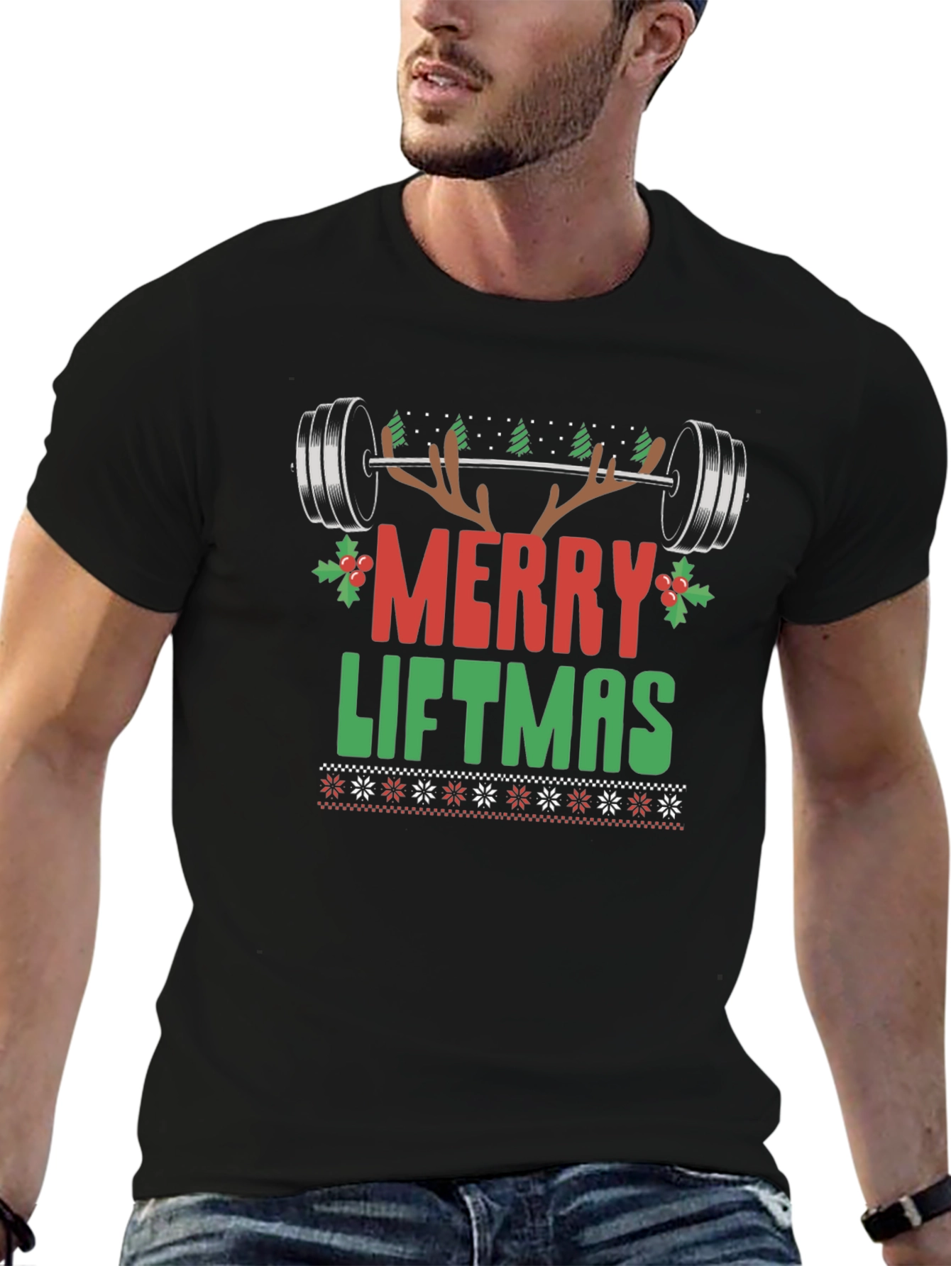 Merry Liftmas Black Graphic Tee