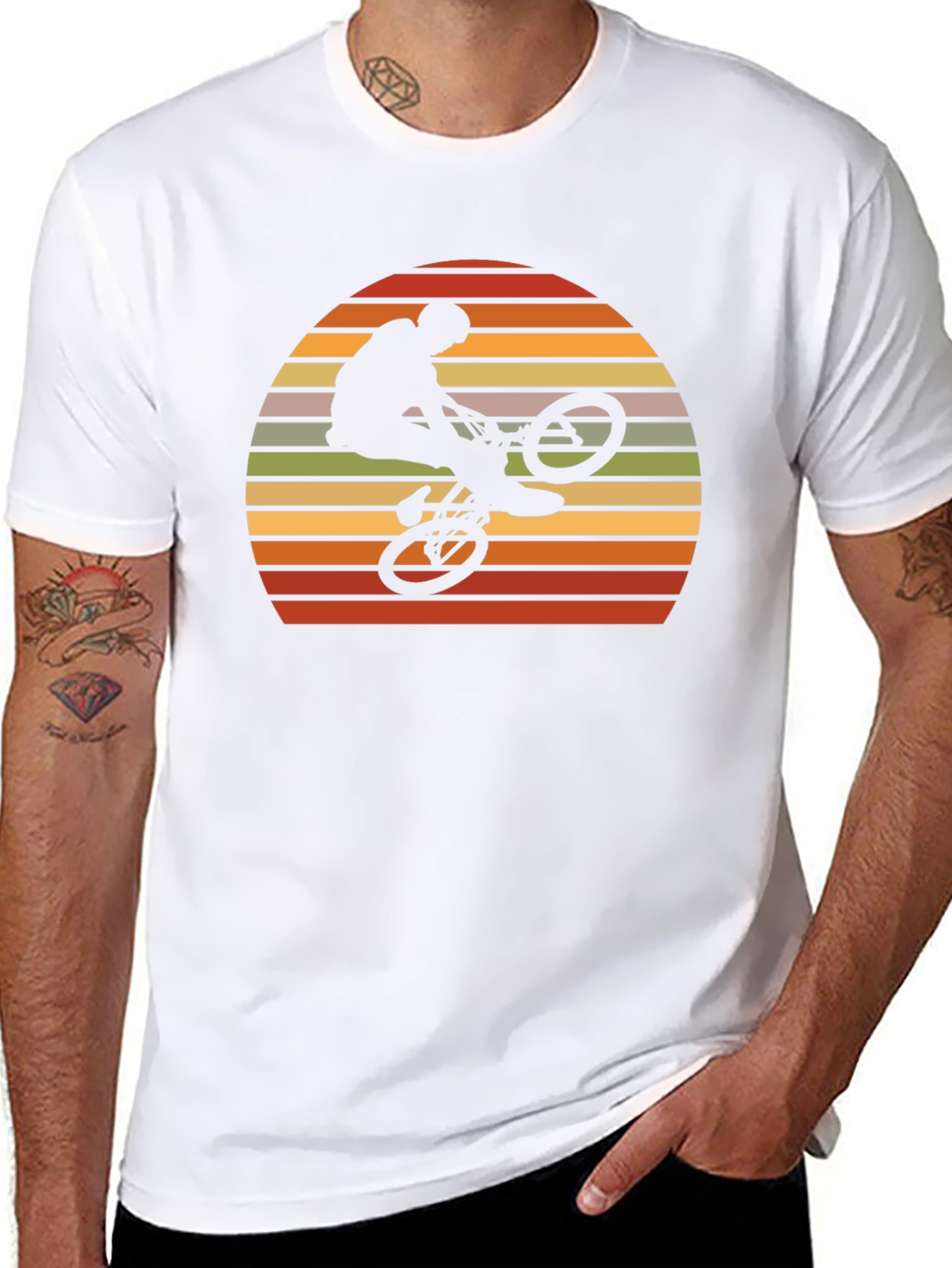 Retro BMX Rider Sunset Graphic Tee