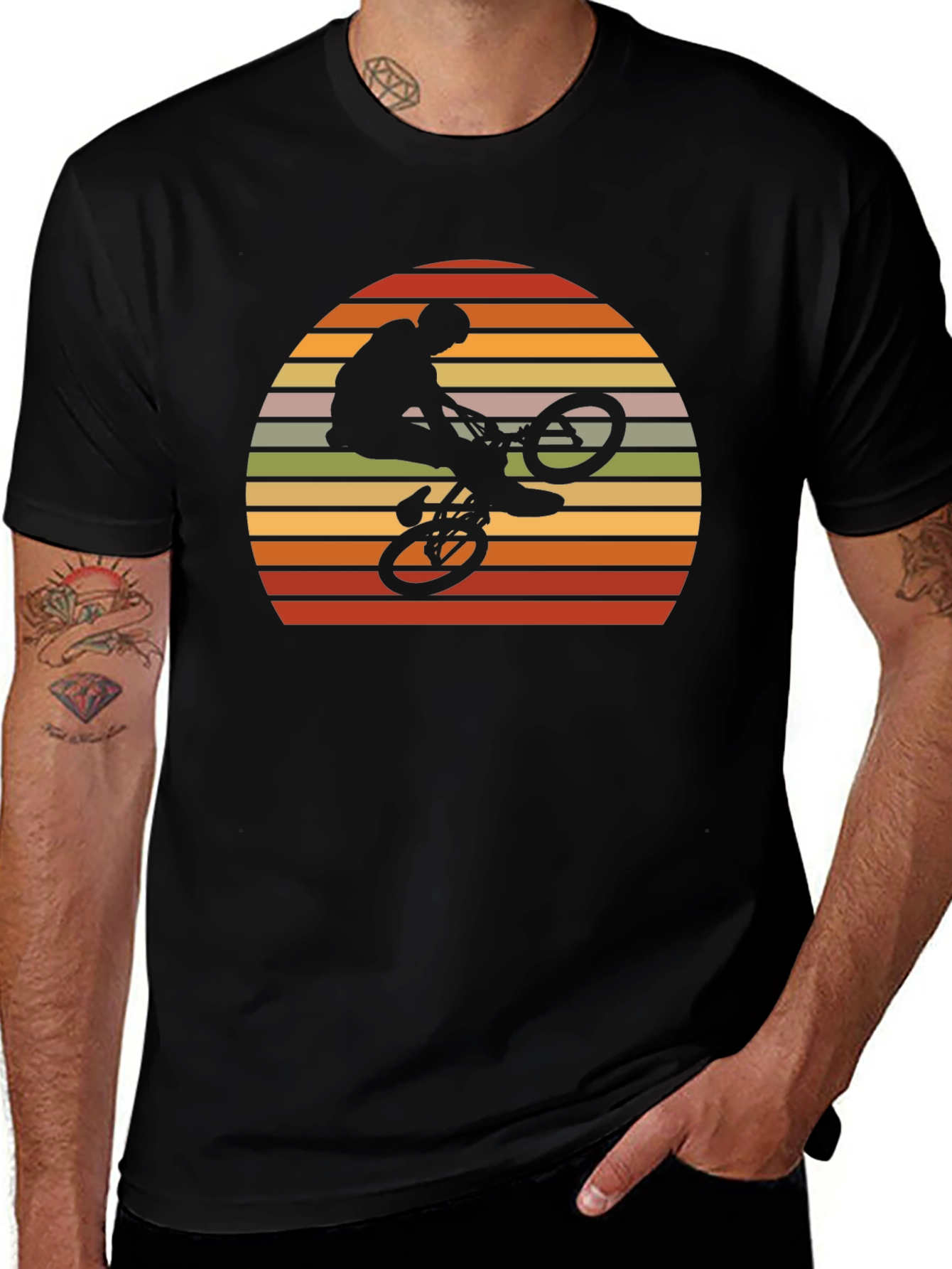 Retro BMX Rider Sunset Graphic Tee