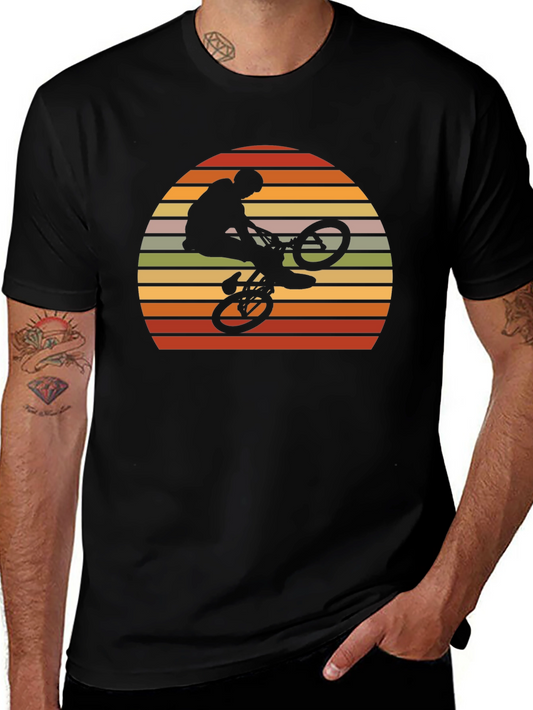 Retro BMX Rider Sunset Graphic Tee