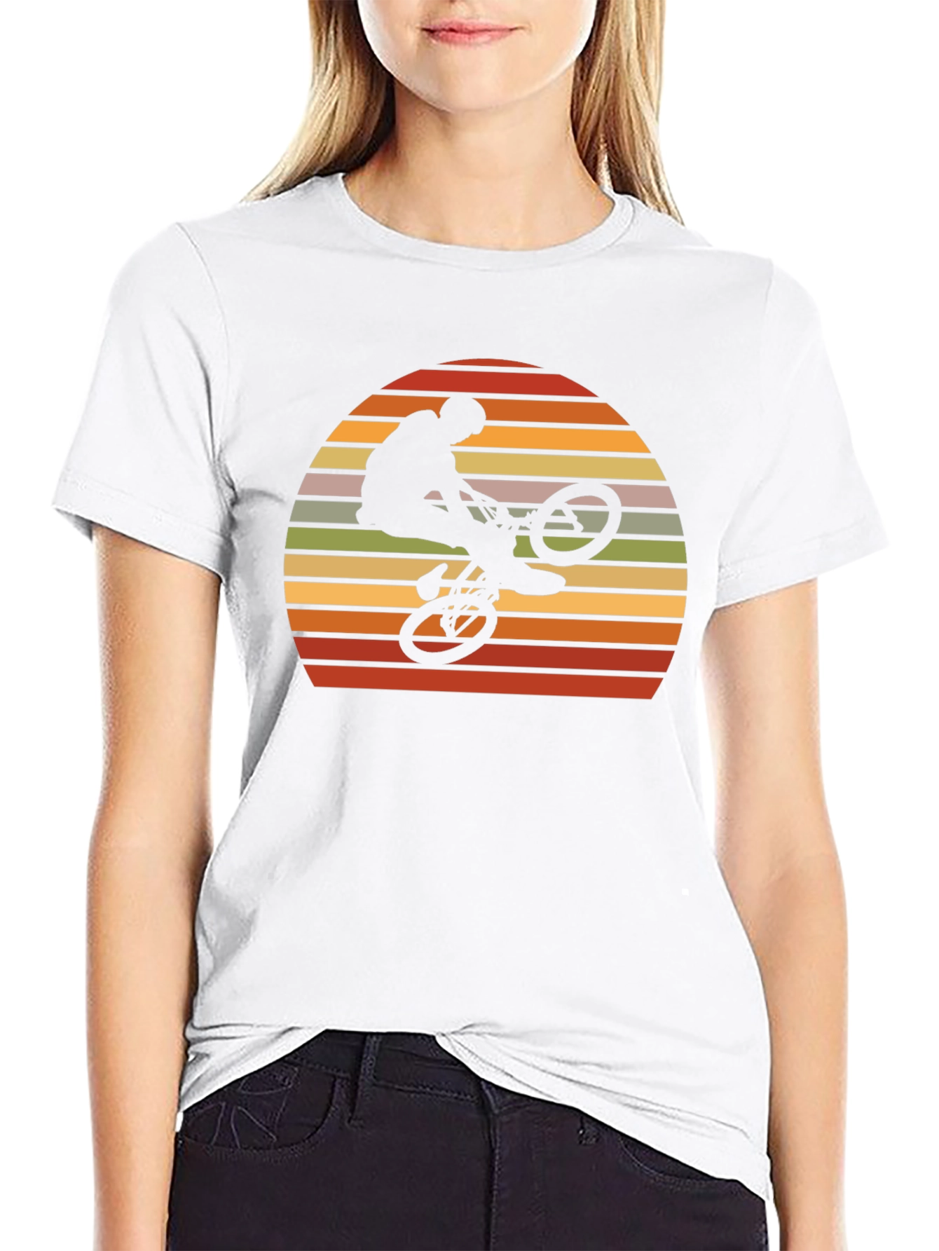 Retro BMX Rider Sunset Graphic Tee