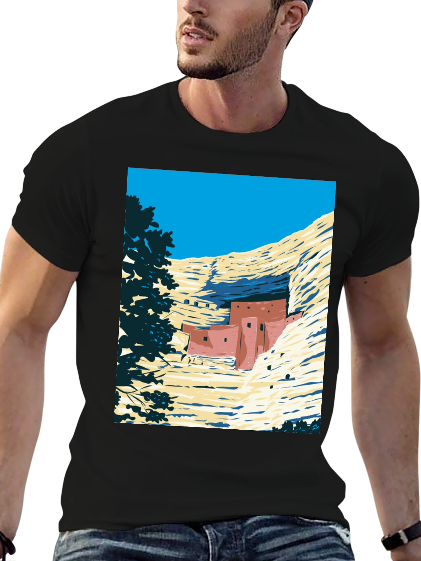 Cliff Dwellings Graphic Tee - Retro Desert Scene