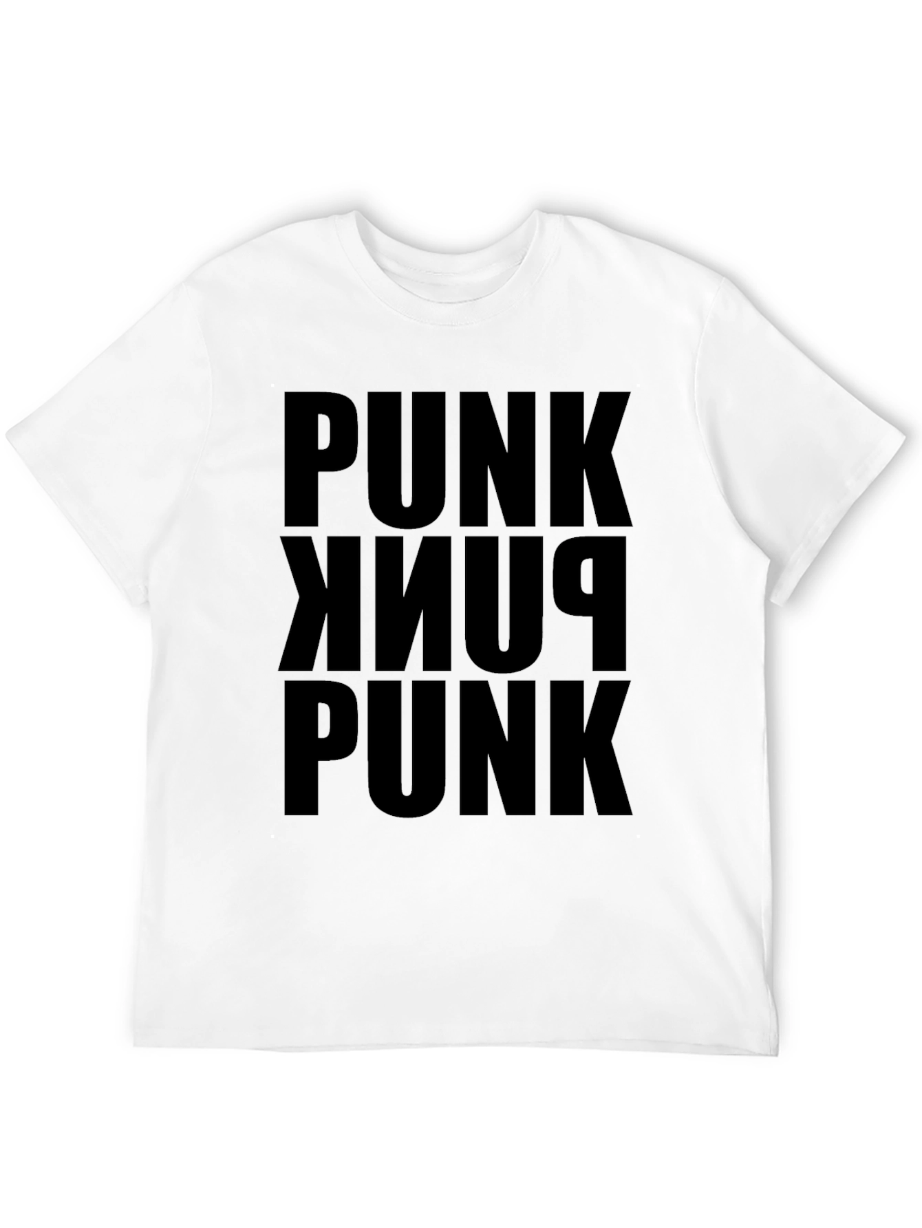 Punk Stacked Text Tee - Black Cotton Graphic T-Shirt