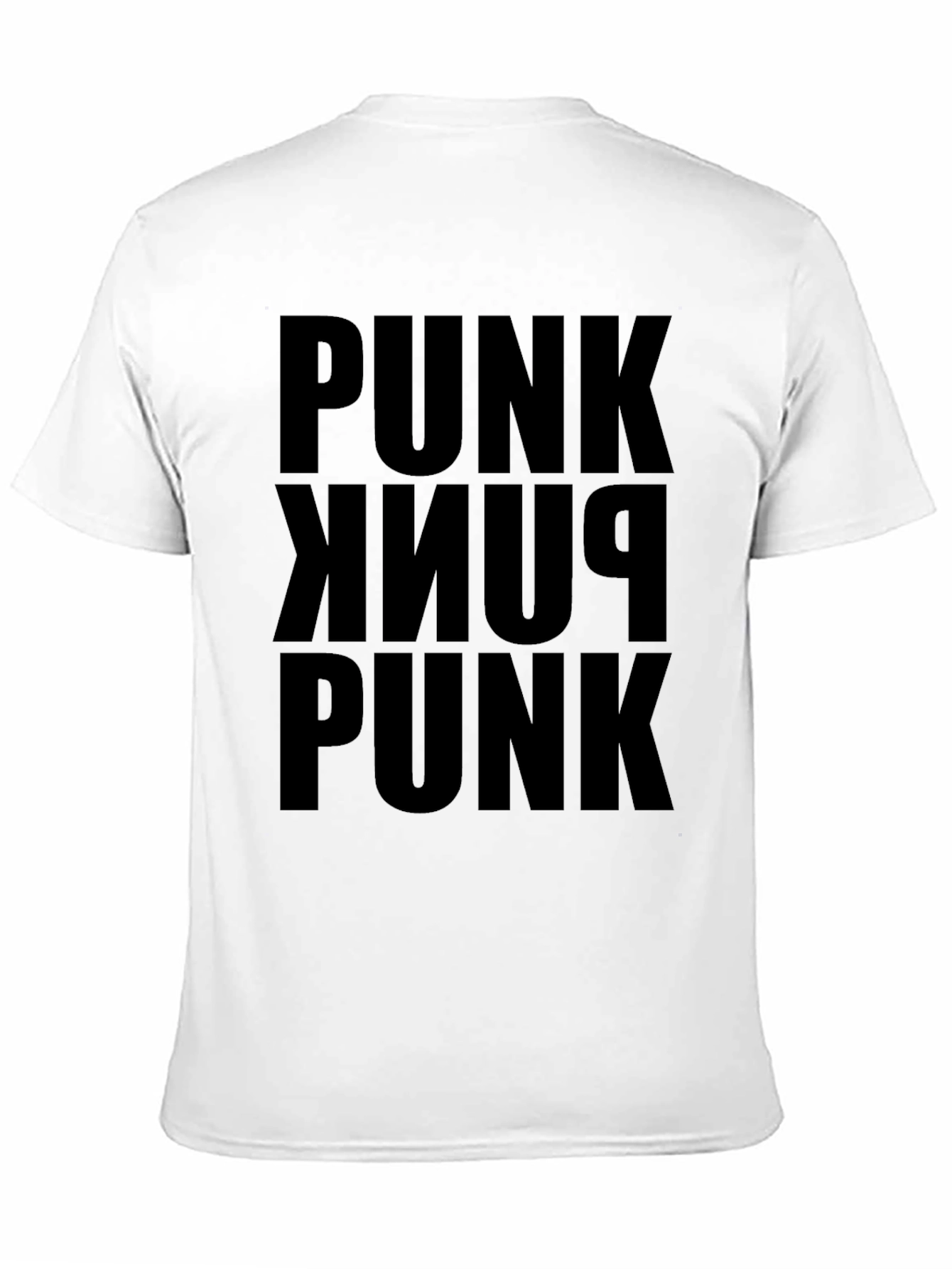 Punk Stacked Text Tee - Black Cotton Graphic T-Shirt
