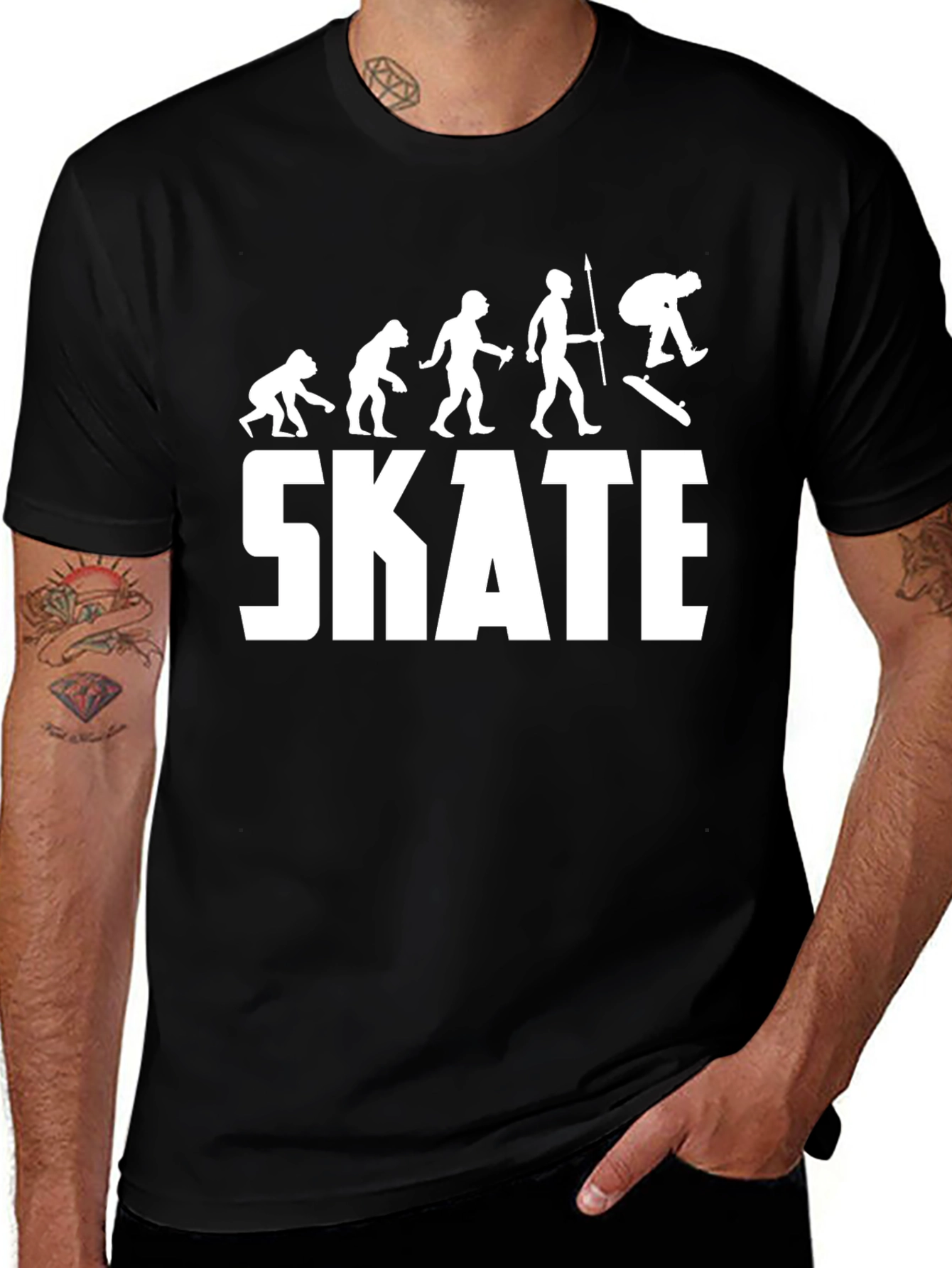 Skate Evolution Graphic T-Shirt - Black Cotton Tee