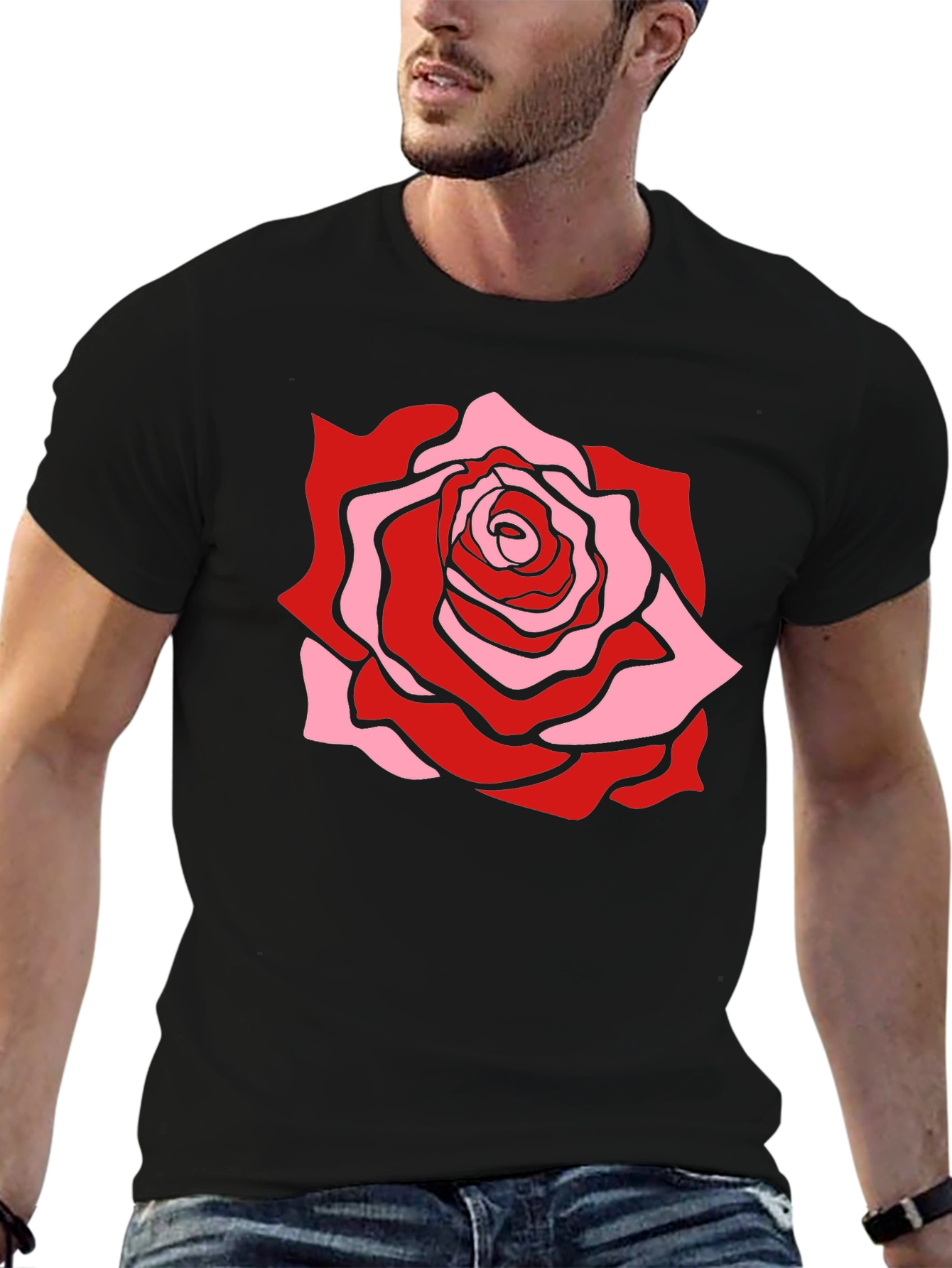 Rose Graphic Tee - Mens Black T-Shirt