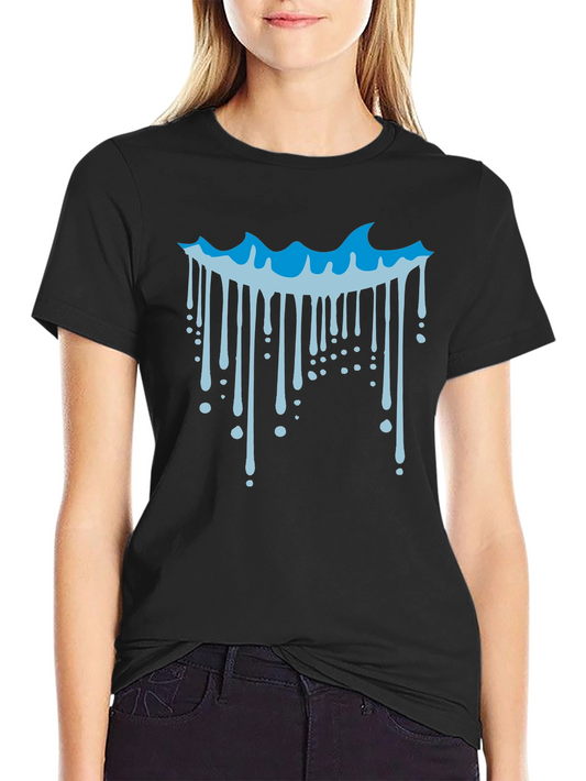 Cool Wave Drip Graphic Tee - Black Cotton T-Shirt