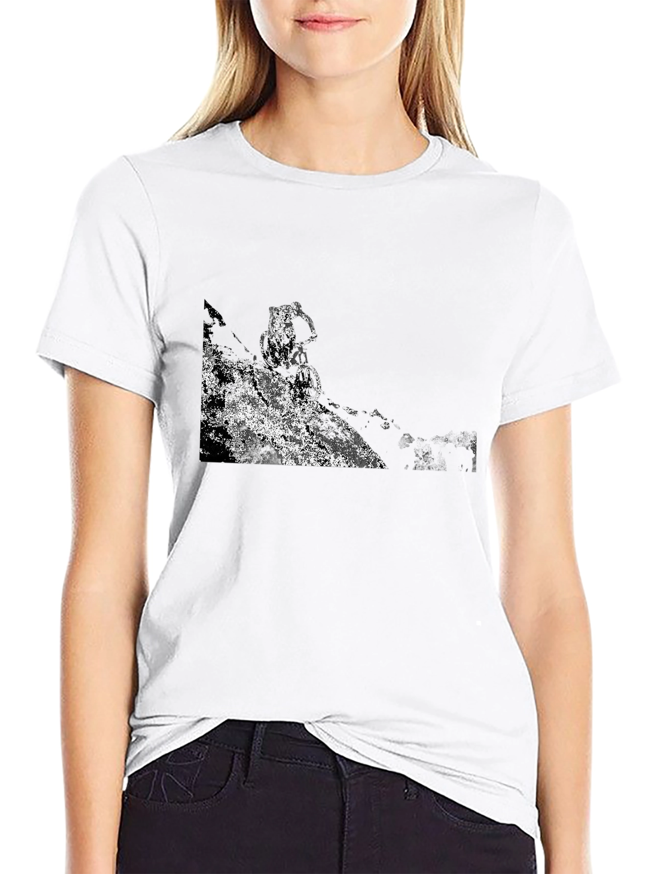 Black T-Shirt with Abstract Mountain Bike Graphic