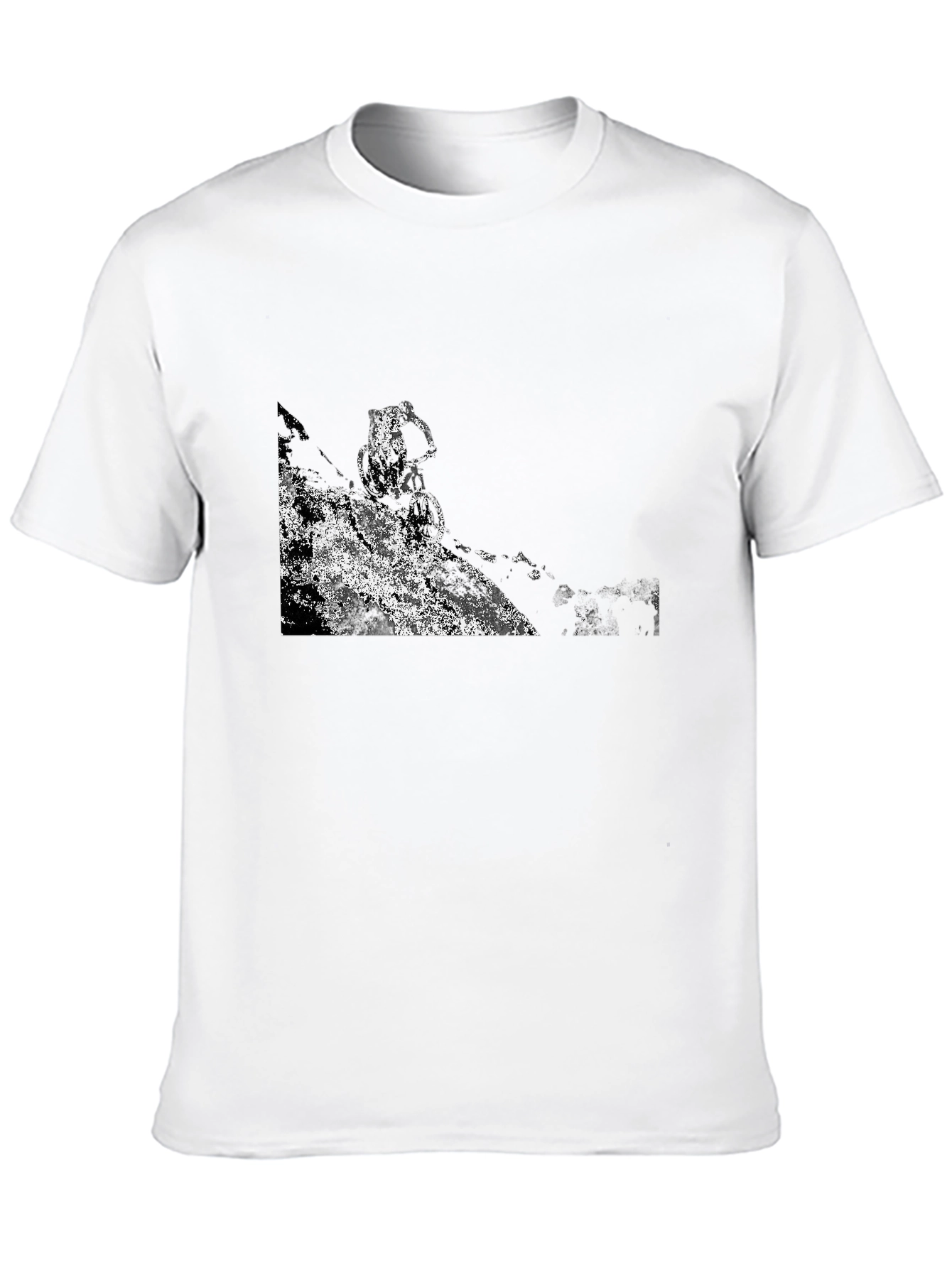 Black T-Shirt with Abstract Mountain Bike Graphic