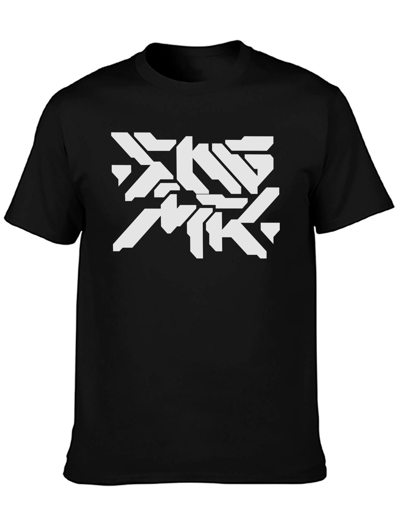 Futuristic Graphic Print Black T-Shirt