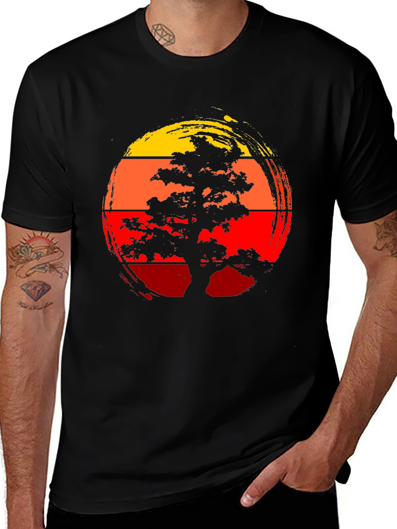 Bonsai Tree Sunset Graphic Tee